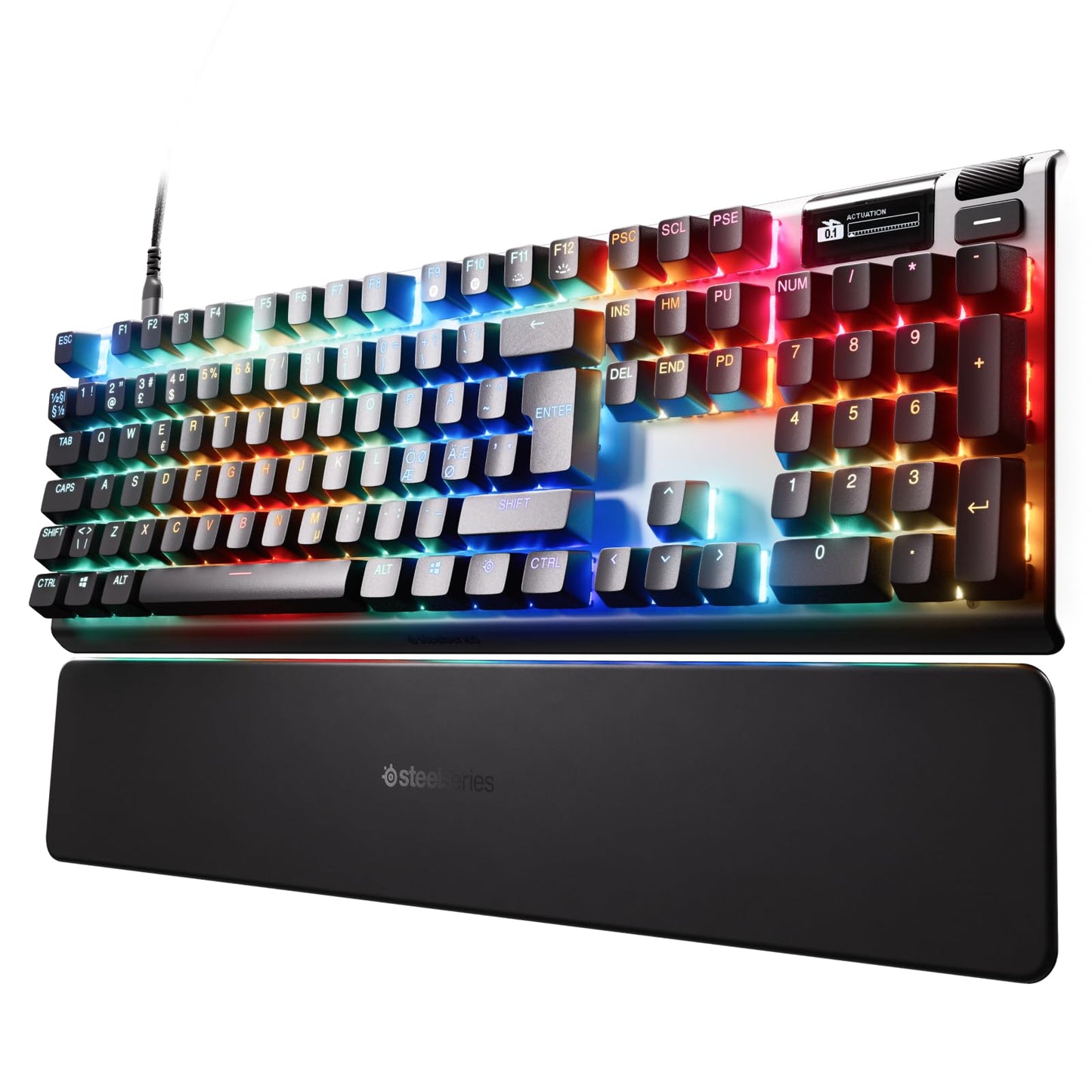 SteelSeries Apex Pro Gen 3 - HyperMagnetic Gaming-Tastatur - OmniPoint 3.0 Switches - anpassbares Ansprechverhalten - Rapid Trigger - Rapid Tap/SOCD - OLED - RGB - PBT-Keycaps - DE Layout QWERTZ