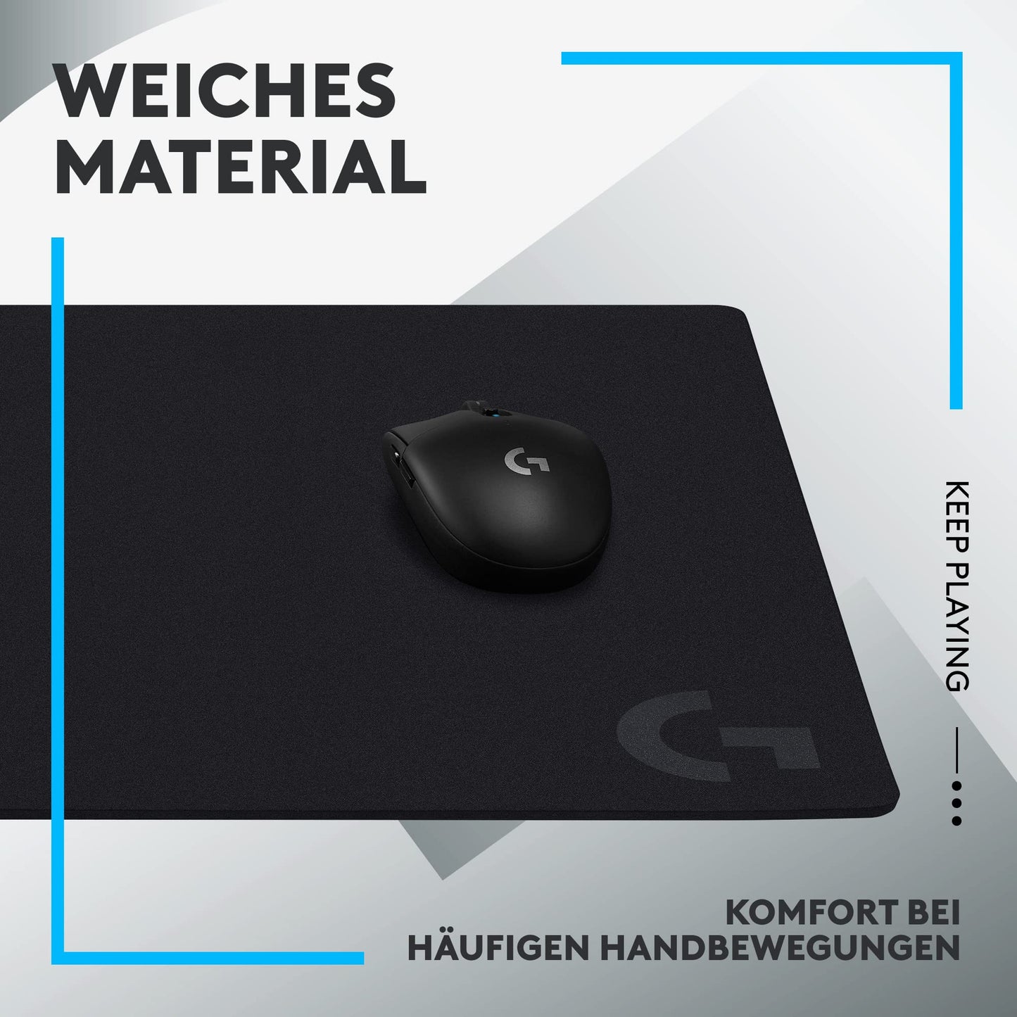 Logitech G G240 Stoff-Gaming-Mauspad, optimiert für Gaming-Sensoren, mäßige Oberflächenreibung, rutschfeste Mausmatte, Mac- und PC-Gaming-Zubehör, 340 x 280 x 1 mm