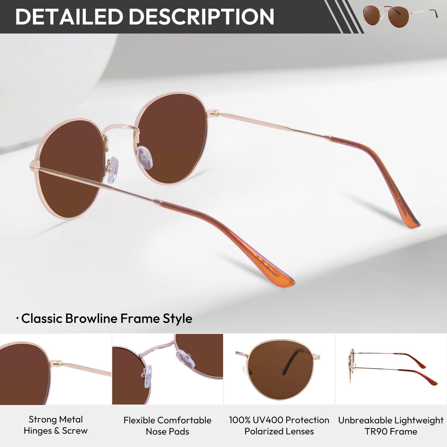 EFE Sonnenbrille-Herren-Damen-Polarisiert-Rechteckig-Sonnenbrillen Unisex Retro Klassische Vintage Polarisierte Brille UV400 Schutz Classic Sunglasses Eckig für Fahren
