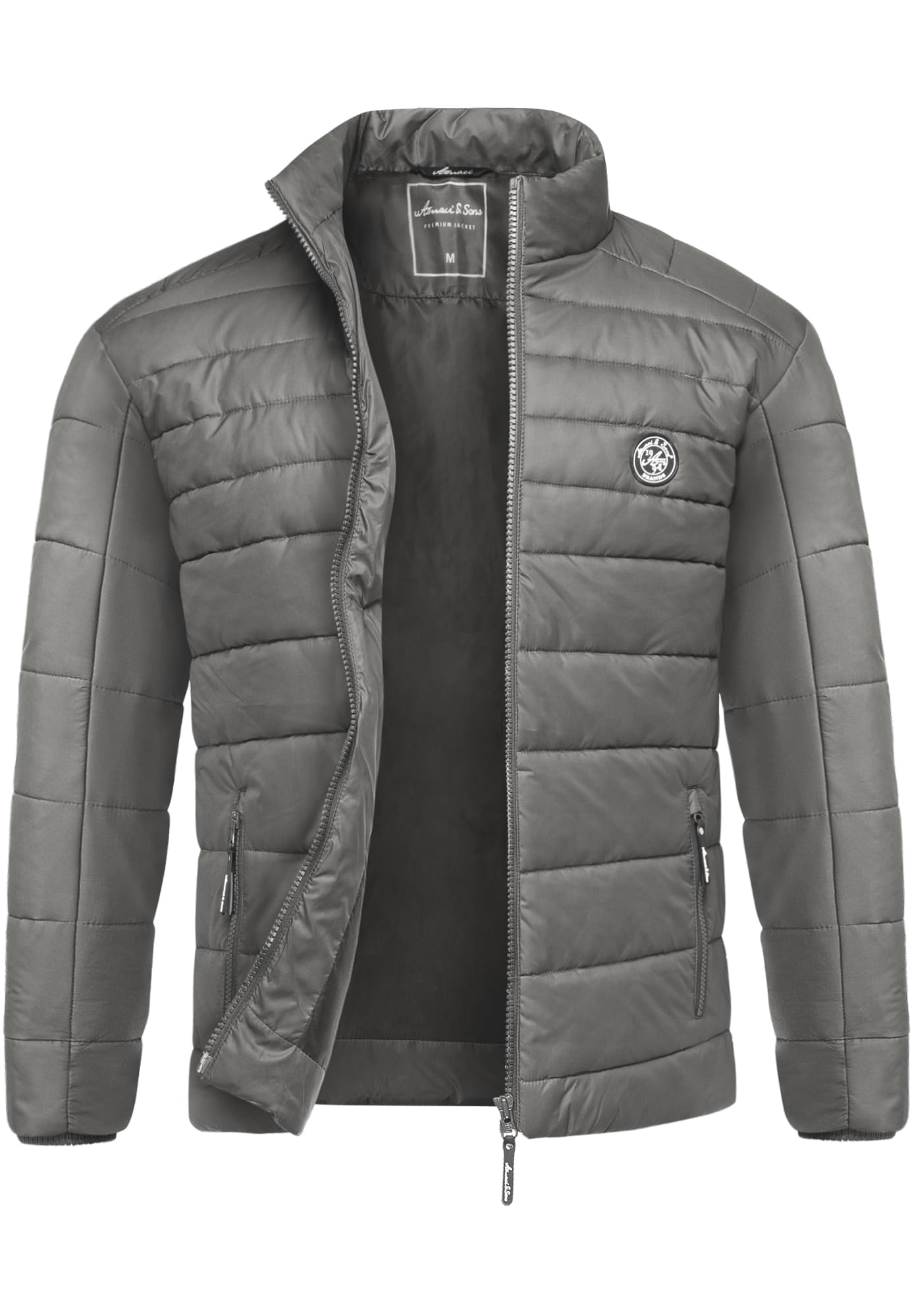 Amaci&Sons Men’s Quilted Jacket – Outdoor Basic Patch Coat for Stylish Warmth