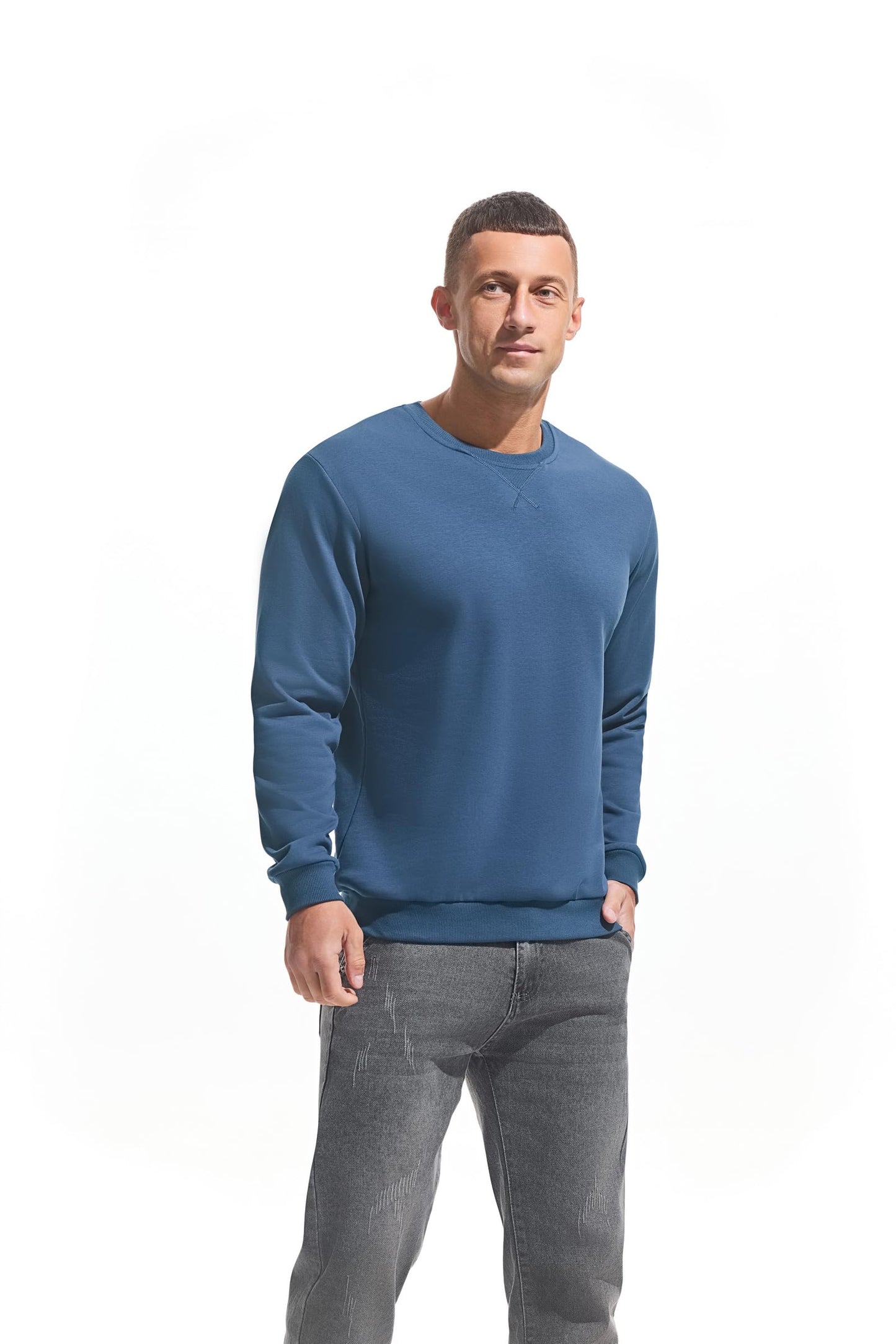 VEIISAR Men’s Basic Sweatshirt – Long Sleeve Crew Neck Pullover