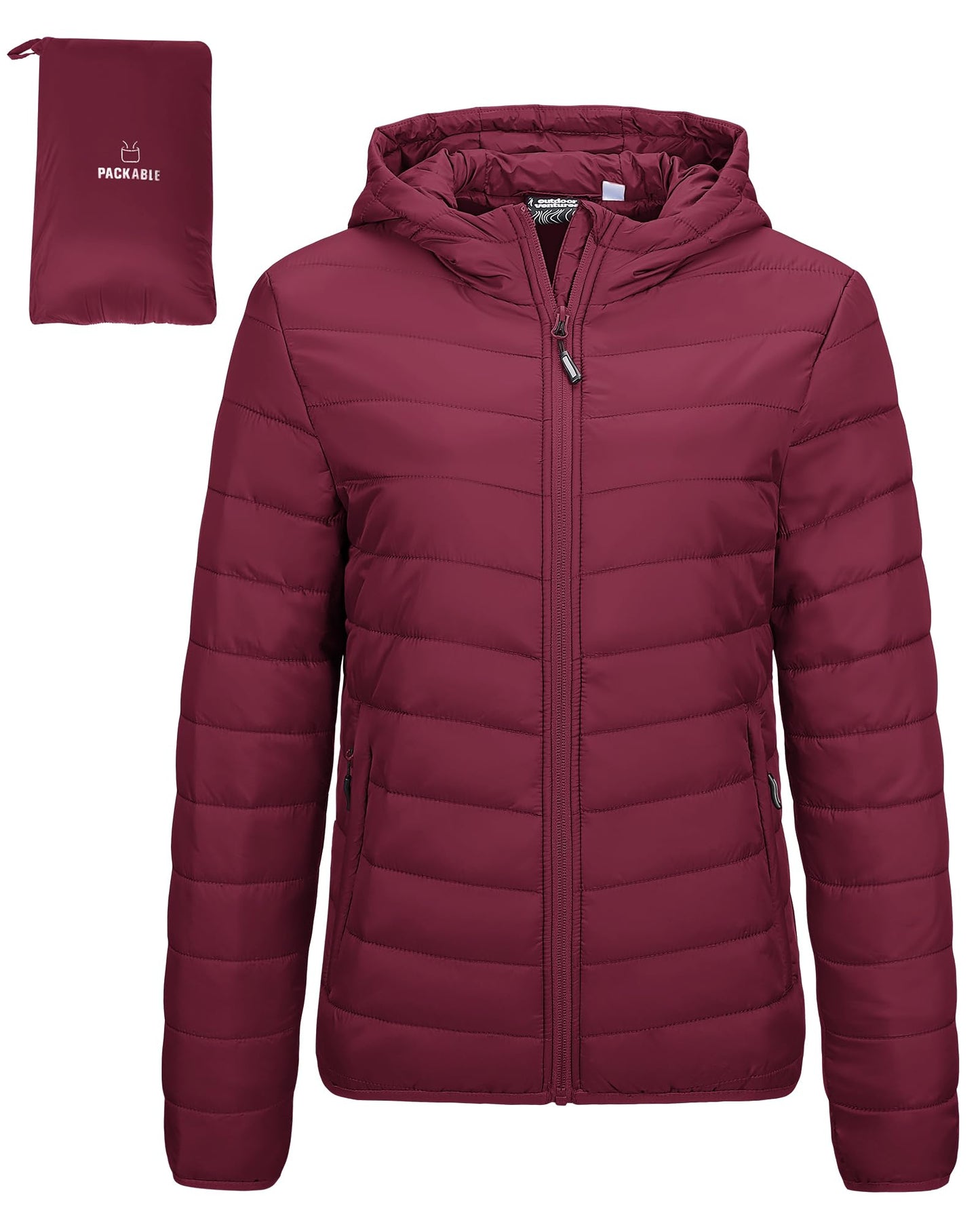 Outdoor Ventures Women’s Lightweight Hooded Puffer Jacket