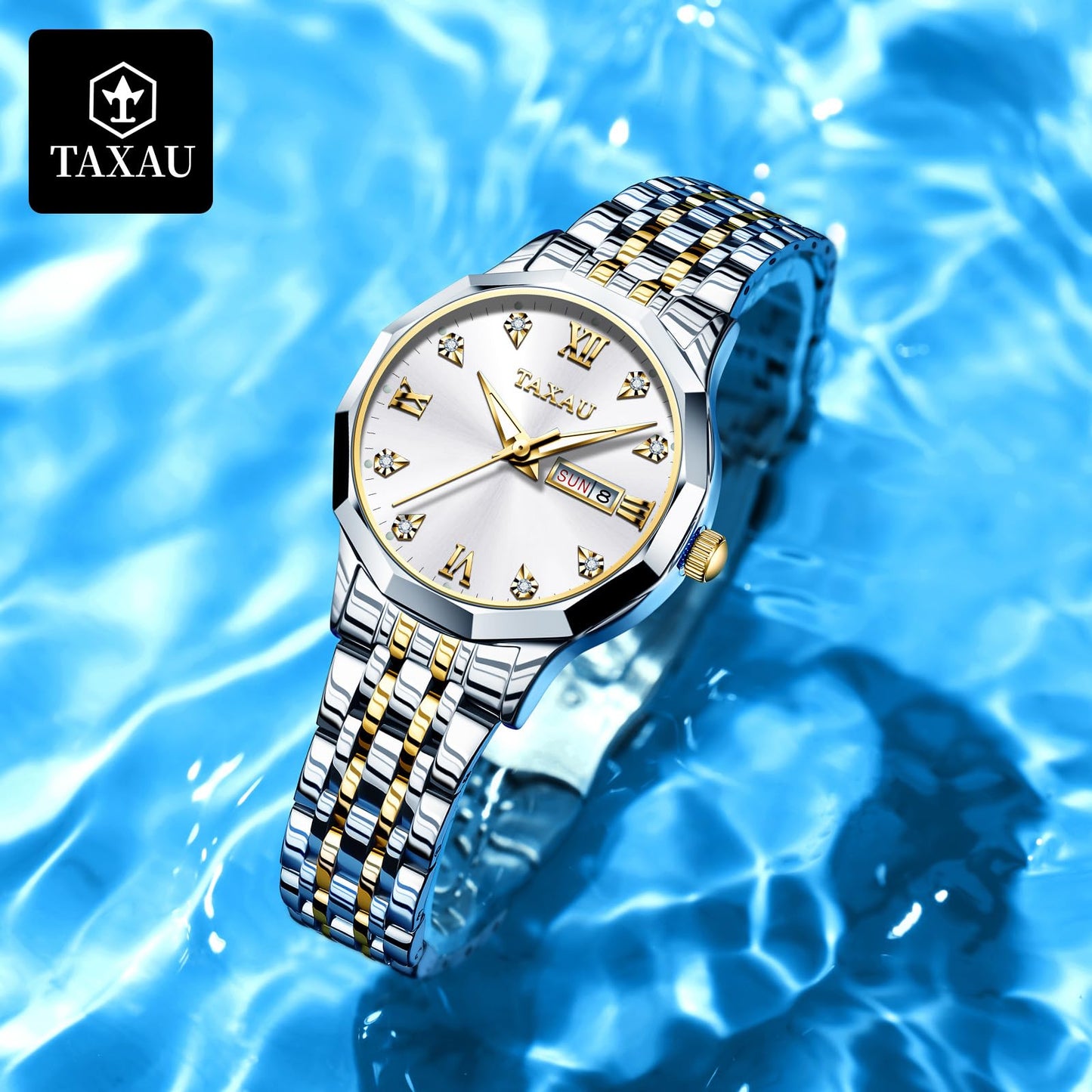 Taxau Uhr Frauen Luxus Edelstahl Uhren Frauen Kleid für Frauen wasserdichte Analog Quarz Damenuhren Klassische Reloj para Mujer