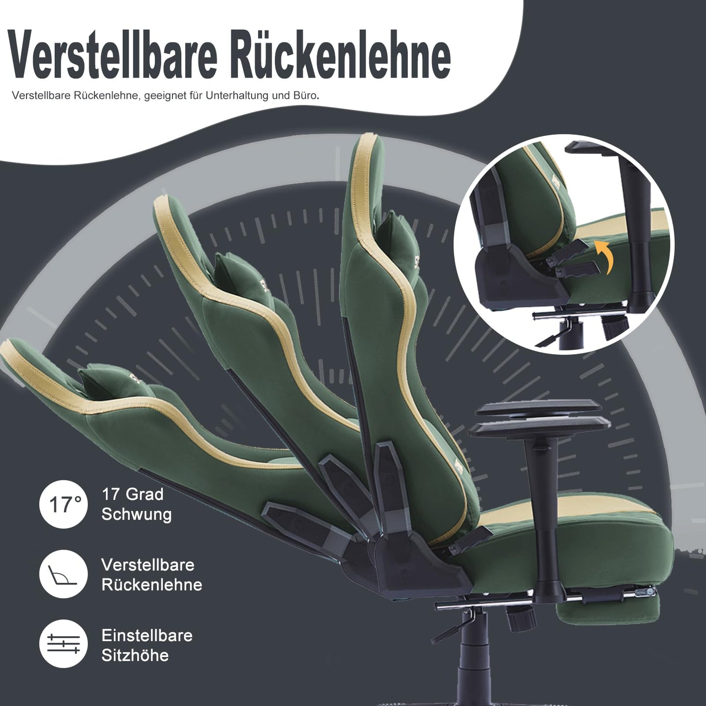 symino Gaming Stuhl, Ergonomischer Bürostuhl, Rennstuhl-Design PC Stuhl, Vintage-PU-Leder, Verstellbarer Drehbarer Task Stühle mit Fußstütze (Schwarz)