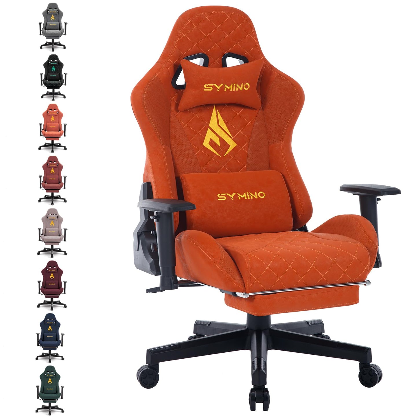 symino Gaming Stuhl, Ergonomischer Bürostuhl, Rennstuhl-Design PC Stuhl, Vintage-PU-Leder, Verstellbarer Drehbarer Task Stühle mit Fußstütze (Schwarz)