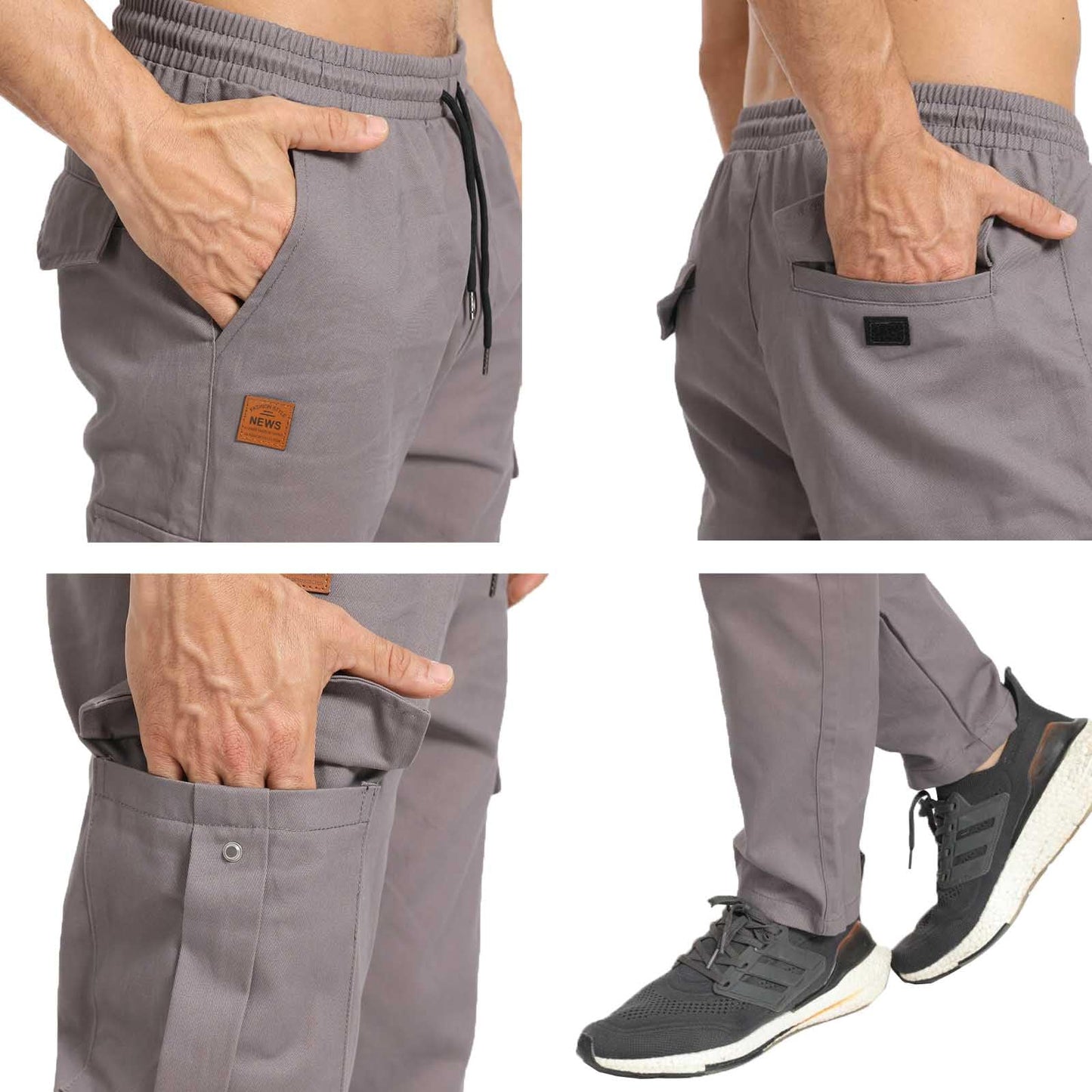 JustSun Men’s Cargo Jogger Pants – 100% Cotton Chino Style