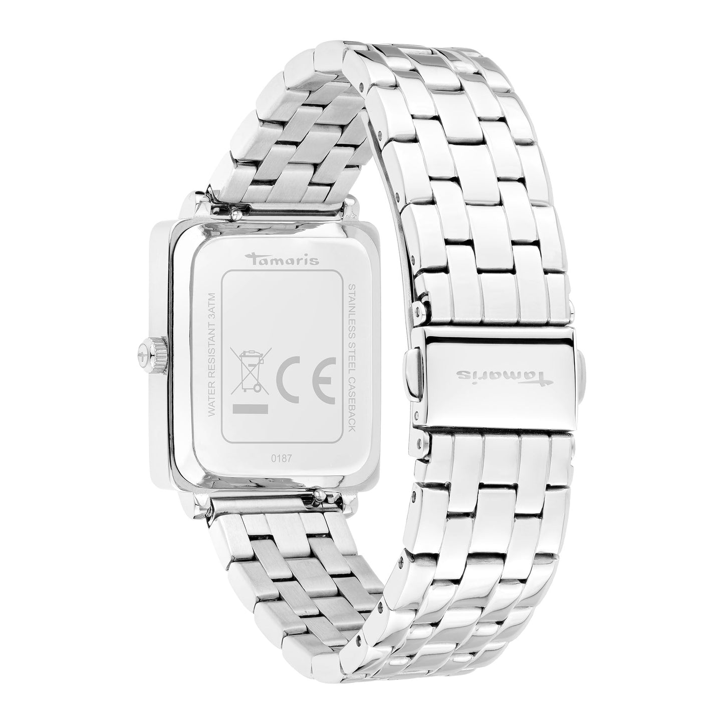Tamaris ladies analogue wristwatch with quartz movement made of stainless steel with stainless steel bracelet