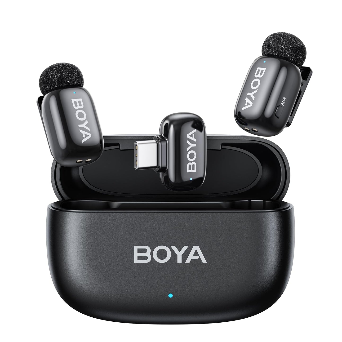 Boya Mini Wireless Lavalier-Mikrofon für Lightning/Type-C, Ultra-Mini-Mikrofon mit AI Voice Change, Rauschunterdrückung und Ladekoffer, Metall-Clip auf Mikrofon Vlogging TikTok YouTube