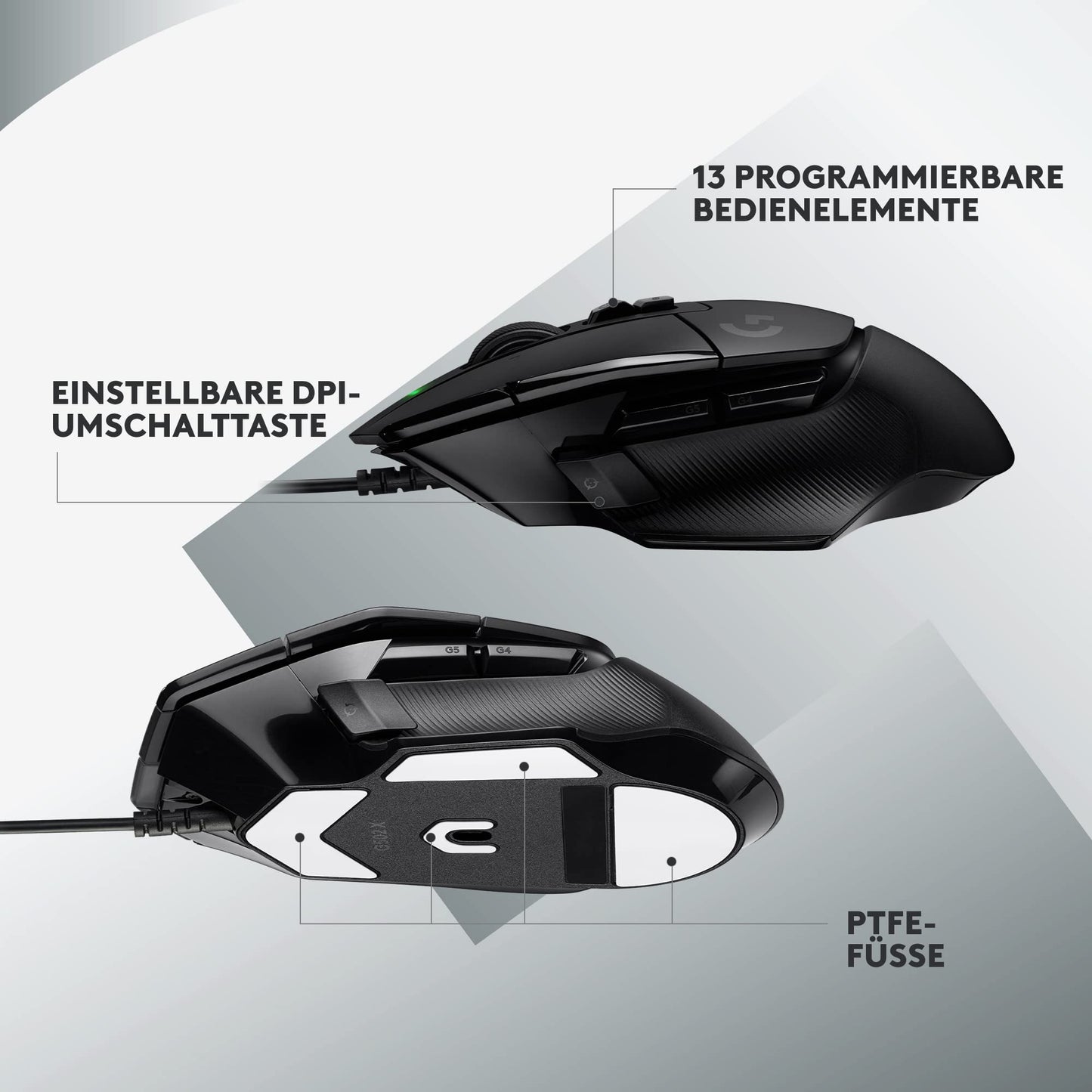 Logitech G502 X Kabelgebundene Gaming-Maus - LIGHTFORCE Hybrid optisch-mechanische Primärschalter, HERO 25K Gaming-Sensor, Kompatibel PC - macOS/Windows - Weiß