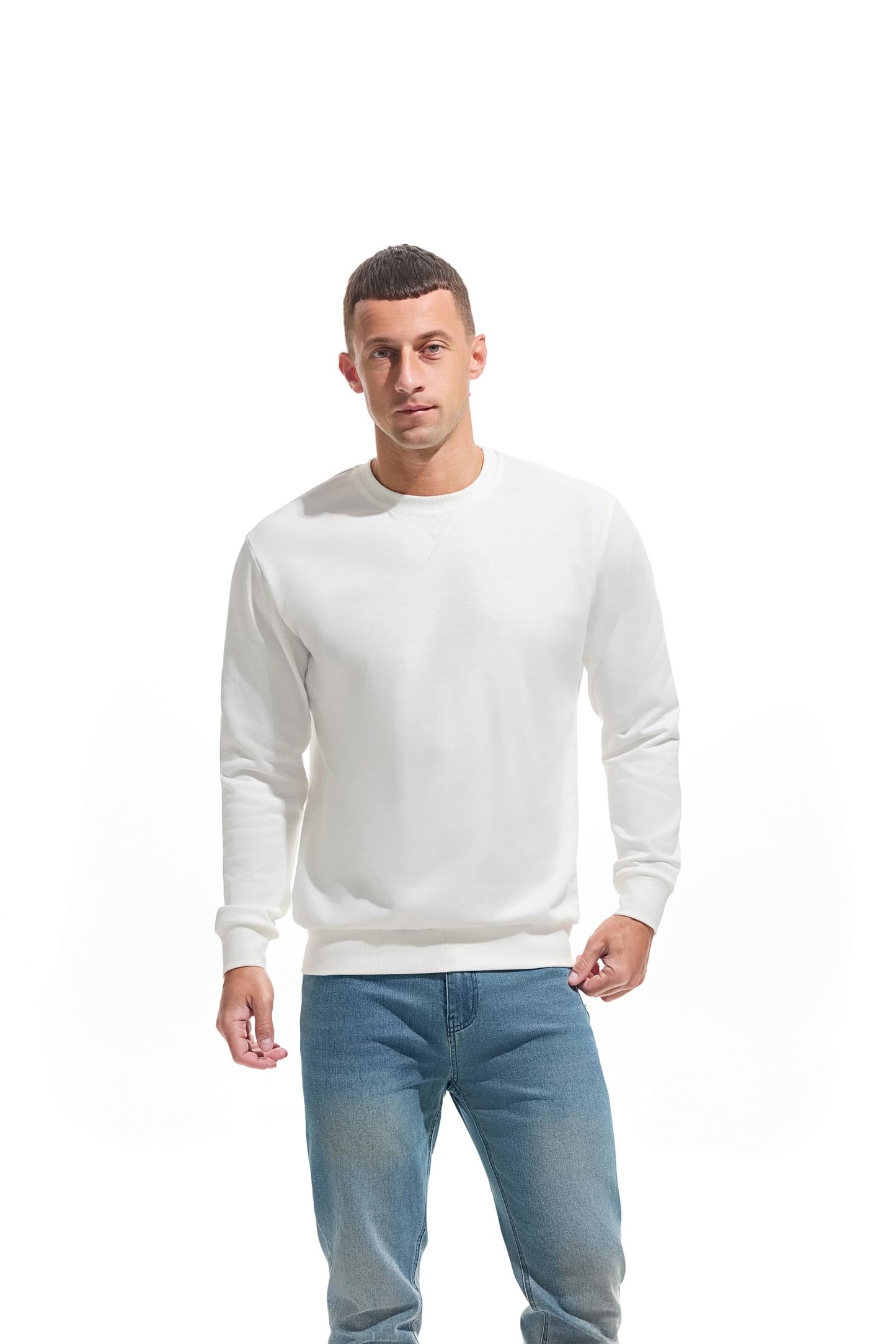 VEIISAR Men’s Basic Sweatshirt – Long Sleeve Crew Neck Pullover