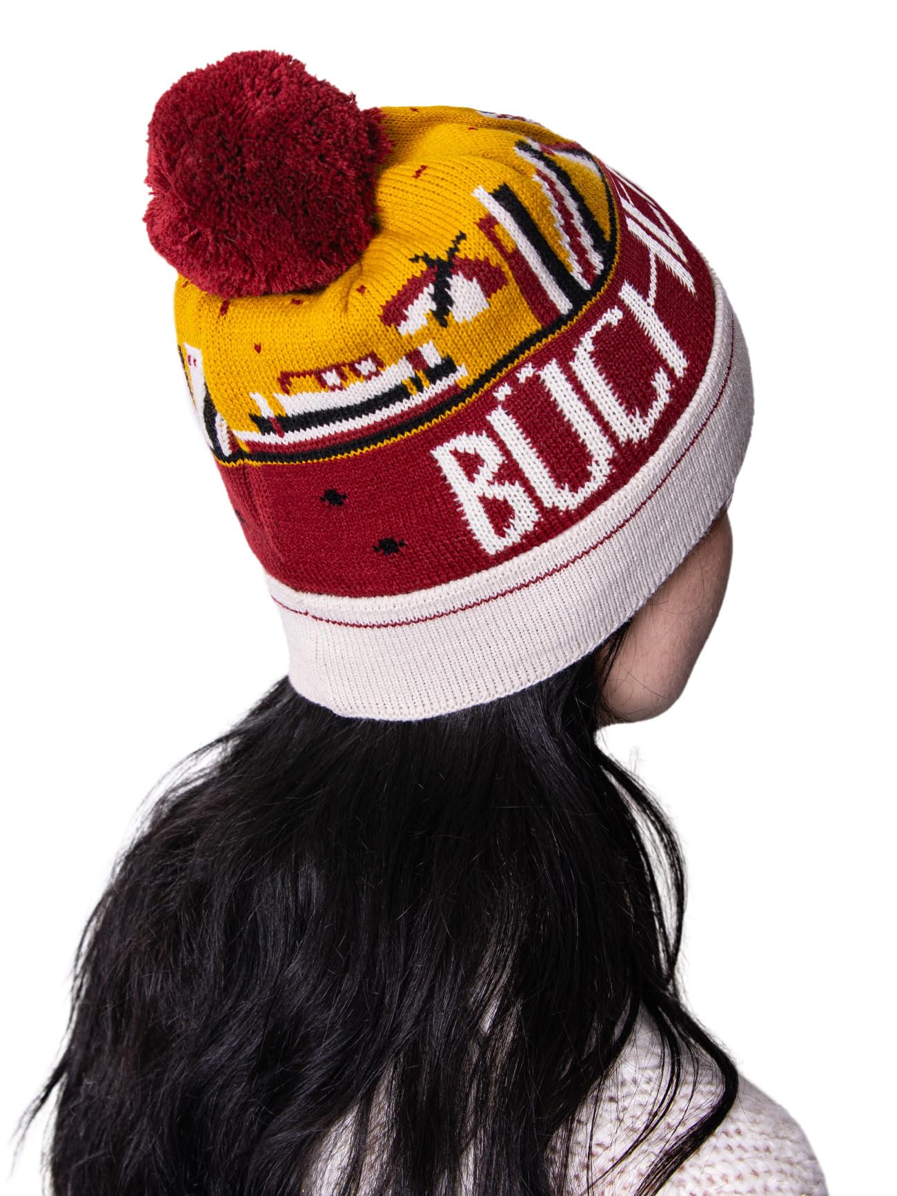 Happy Words Hats, Hats & Caps for Men and Women - Men's Hat with Bobble - Warm Winter Hat with Colourful Pattern - Knitted Hat Made of Acrylic Fabric - Gifts for Women and Men