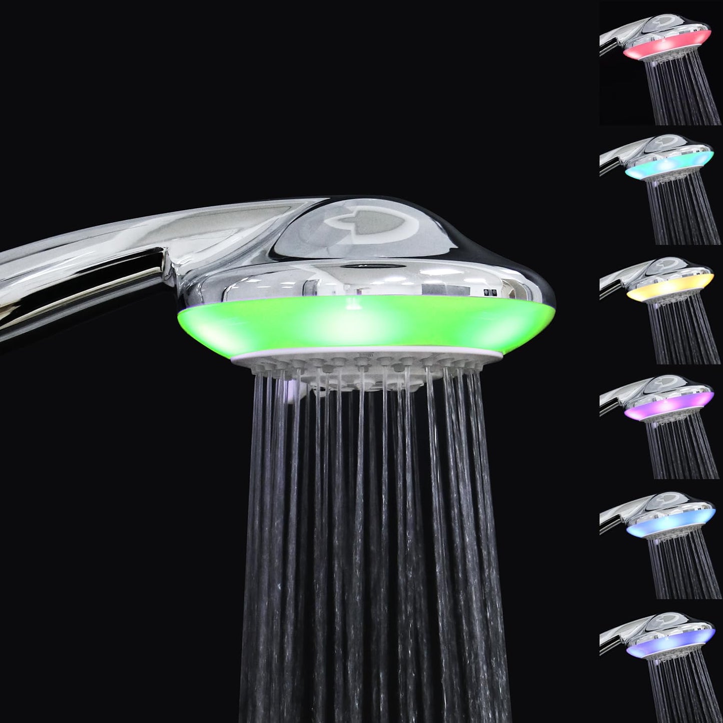 JINYOMFLY Regendusche Duschkopf mit LED, Regendusche mit LED Beleuchtung, Dusche Kopfbrause LED, 7 Farben Wechseln Automatisch, 2 Duschmodi