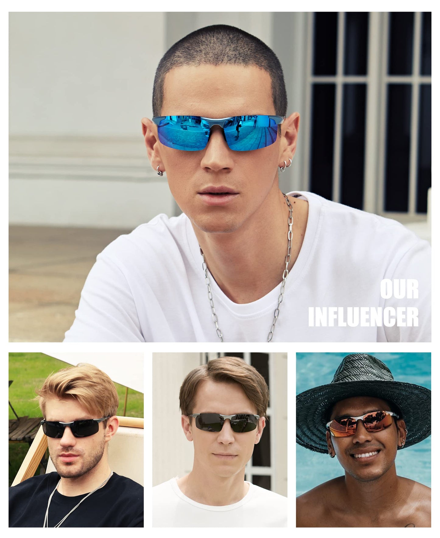 DUCO Herren Sportbrille Polarisierte Sonnenbrille Fahrerbrille Ultraleichte Al-Mg Metallrahmen UV400-Schutz Männer Sonnenbrillen 8177S