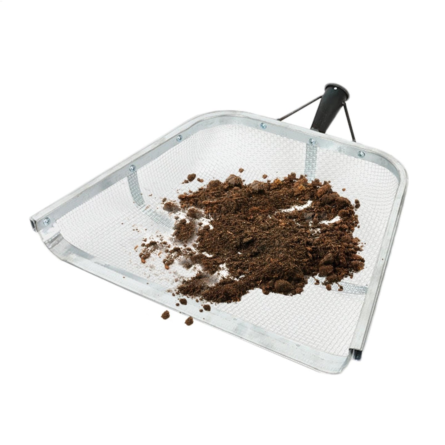 Sandsieb-Schaufel, Gartensandsieb, Gartengerät, groß, 43 x 33 cm, leicht und ergonomisch, griffiger Griff, effizientes Sieb zum Sieben von Boden, Pflanzen, Jäten