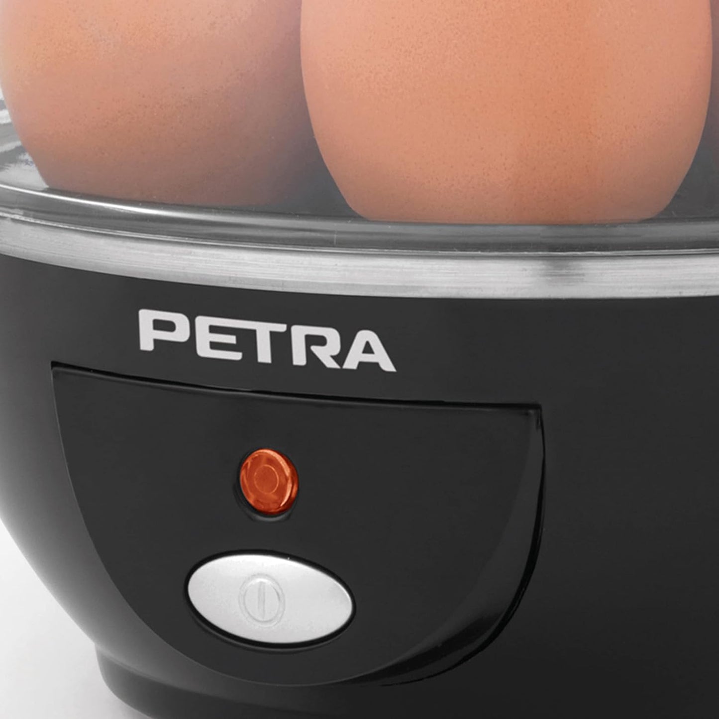 Petra PT2783VDEEU7 Elektrischer Eierkocher - Bereiten Sie Bis Zu 6 Eier Vor, BPA Frei, Kompakter, Drei Siedestufen (weich/mittel/hart), Herausnehmbare Pochierte Eischalen, 430W, Enthält Messbecher