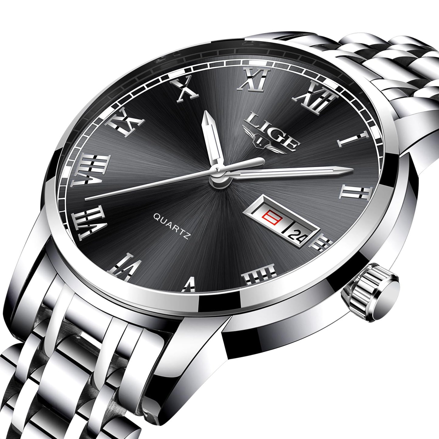 LIGE Uhren Herren Chronograph Analog Quarz Klassische Business Armbanduhr, 3ATM Wasserdicht Edelstahl Herrenuhr, Lederarmband/Edelstahlarmband Uhr Geschenk für Männer