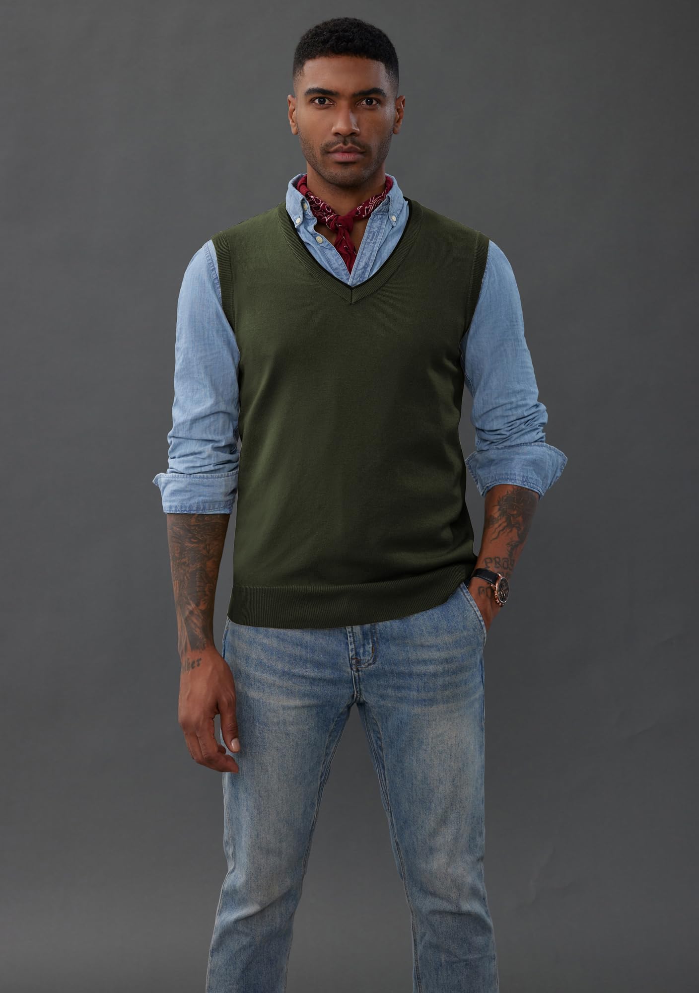 PJ PAUL JONES Men’s Sweater Vest – Wool Blend V-Neck Pullover