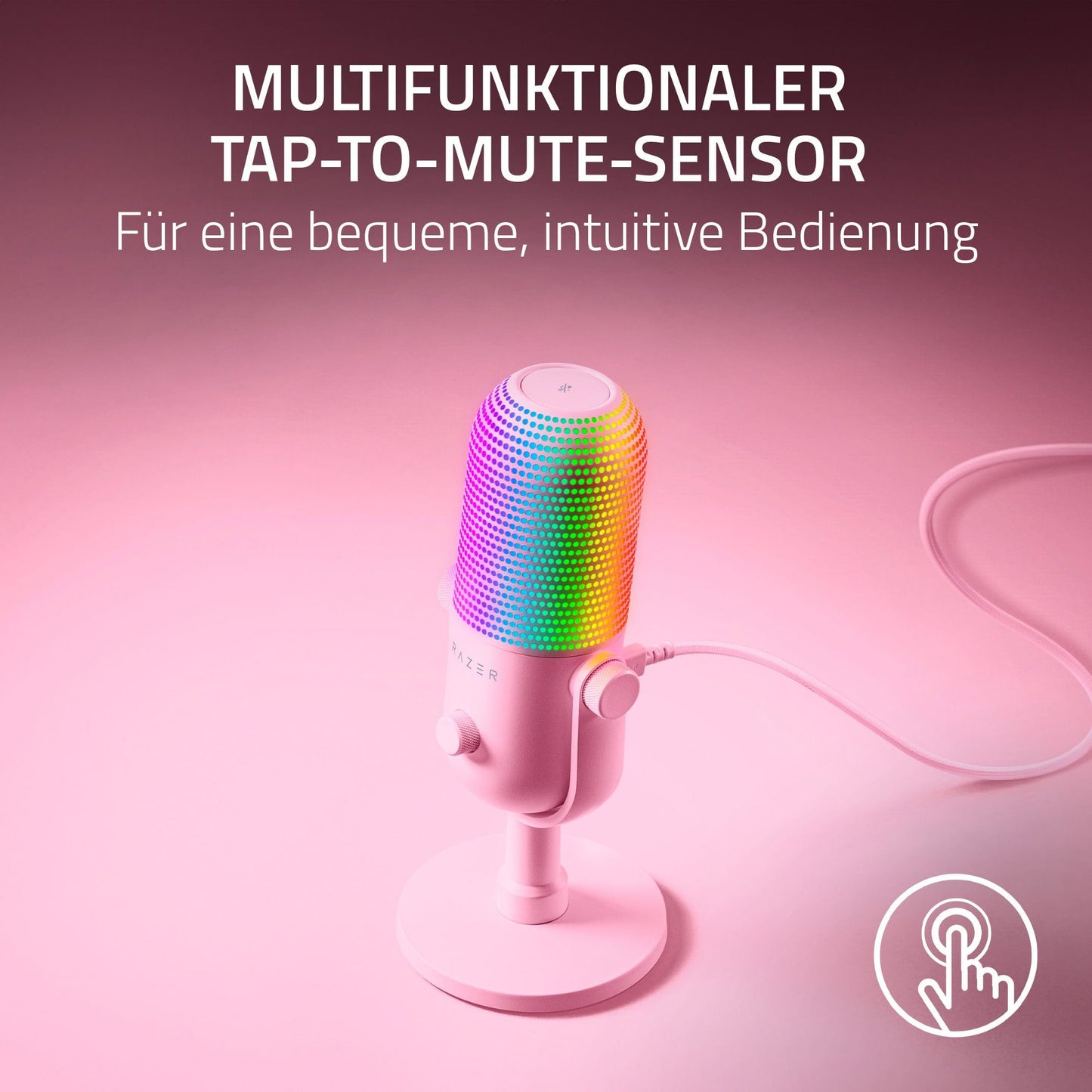 Razer Seiren V3 Mini - Ultrakompaktes USB-Mikrofon (14mm Supernieren Kondensatormikrofon, Tap-to-Mute-Sensor mit LED-Anzeige, integrierter Stoßdämpfer, Plug-and-Play Design) Schwarz