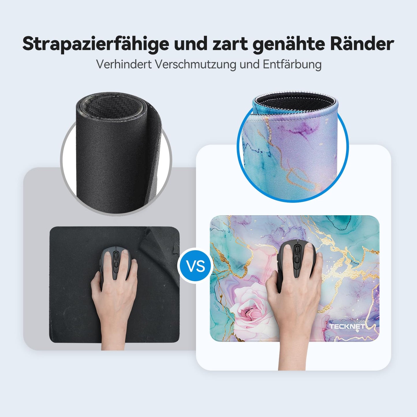 TECKNET Mauspad, 280 x 210 mm Gaming Mousepad mit Wasserdicht und Rutschfester Gummi für PC-Büro, Arbeit, Gaming, Studium, Laptop, Computer, Zuhause-Schwarz