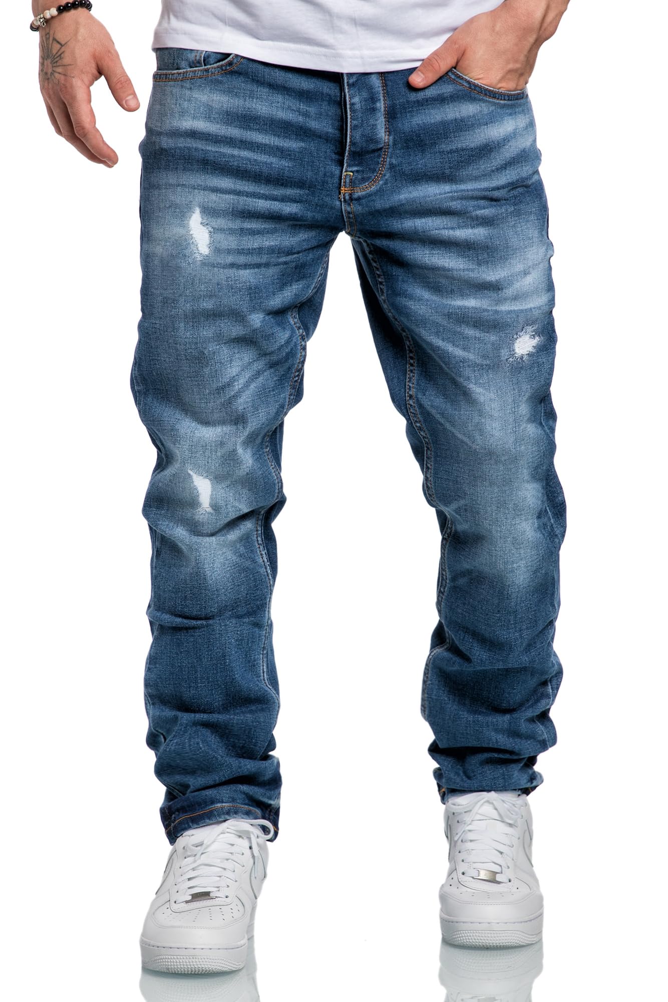 Amaci&Sons Men’s Regular Fit Straight Leg Jeans