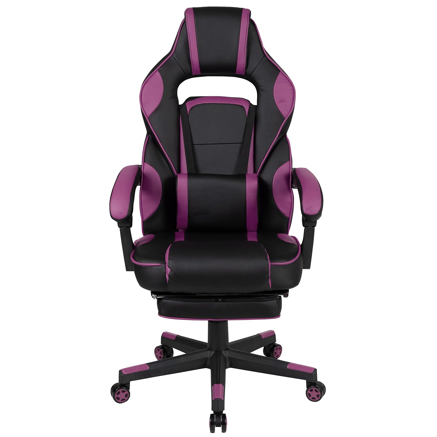 Flash Furniture X30 Gaming-Stuhl, ergonomischer Bürostuhl für PC- und Gaming-Setups, verstellbarer Rennsport-Stuhl mit vollständig verstellbarer Rückenunterstützung, schwarz mit weißer Verzierung