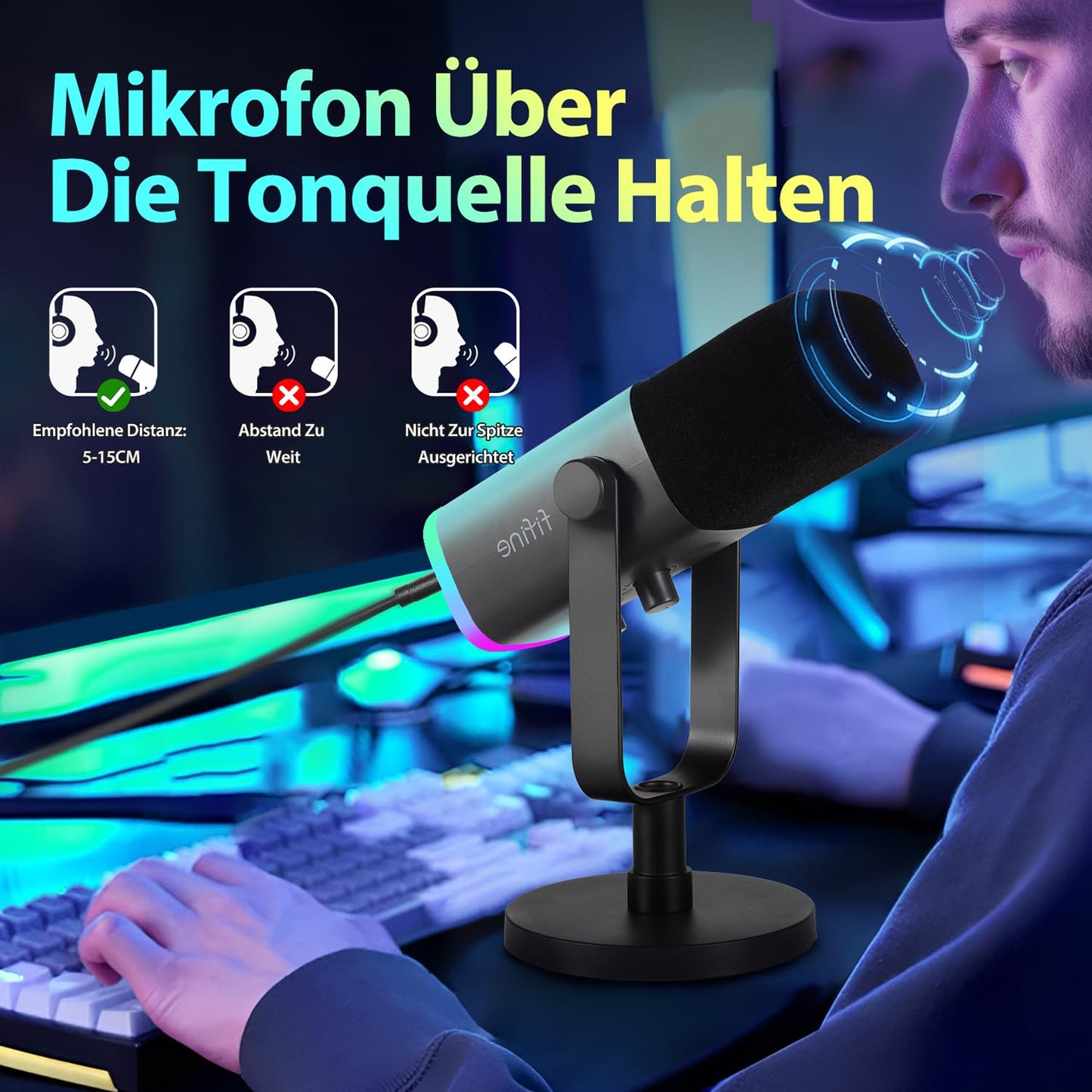 FIFINE XLR Streaming Microphone for Podcast Studio, USB Dynamic Microphone Gaming PC with Mute Button, for PS4/5 Mac Mixer Sound Cards