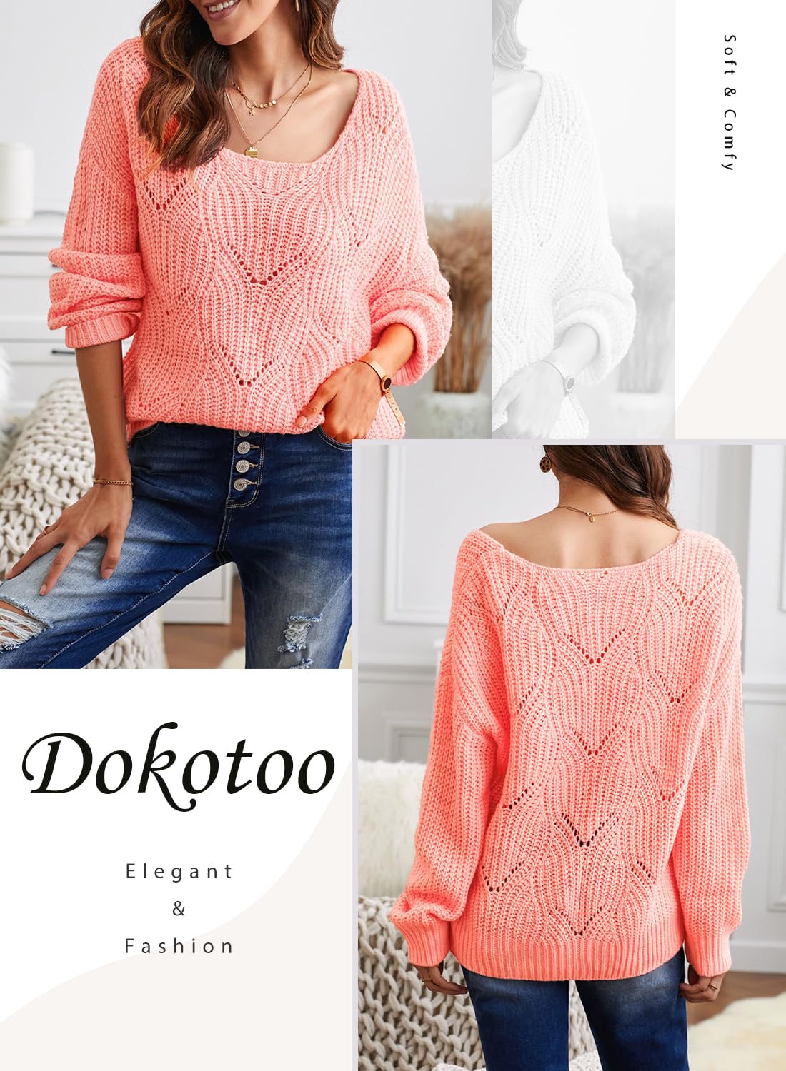 Dokotoo Women’s Knit Sweater – Elegant Crewneck Pullover