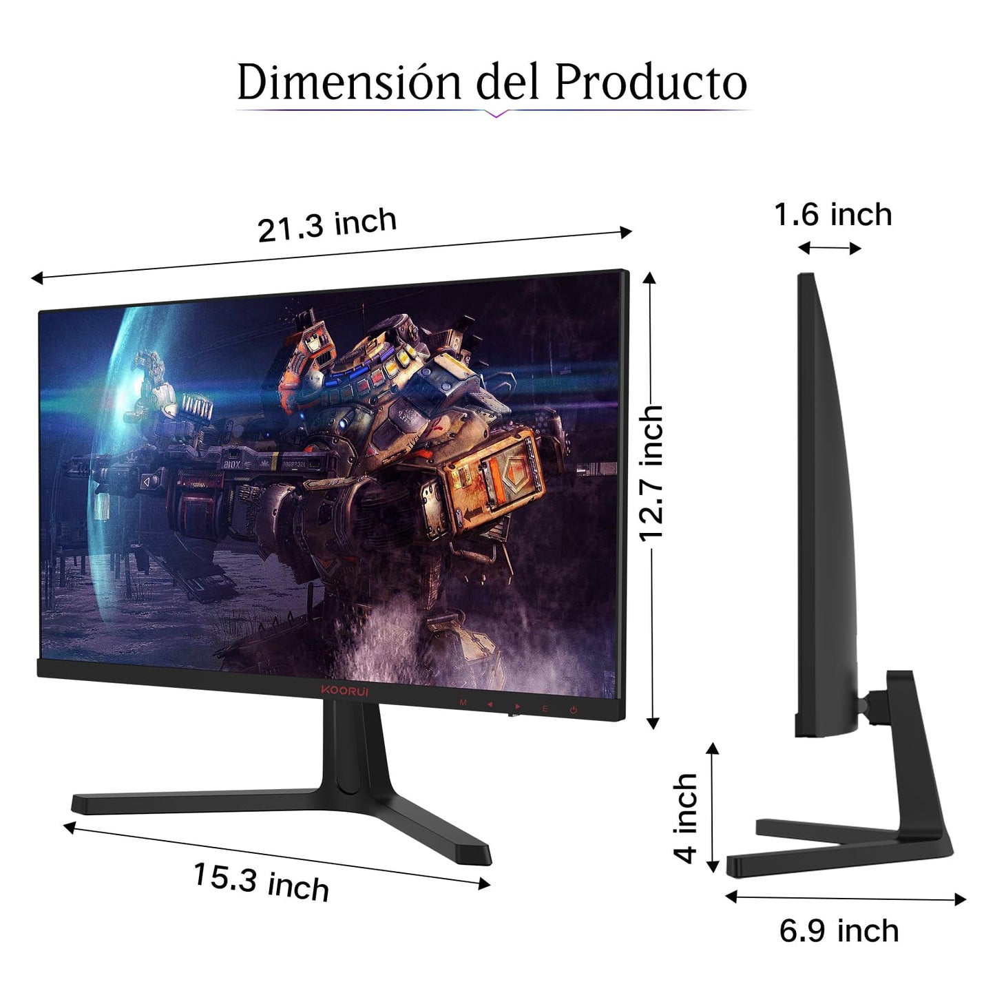 KOORUI Gaming Monitor 24 Zoll - FHD PC Bildschirm VA 165Hz 1ms Monitor 144hz, AdaptiveSync Technology, DCI-P3 85%, 2 x HDMI, DP Neigbar, Schwarz