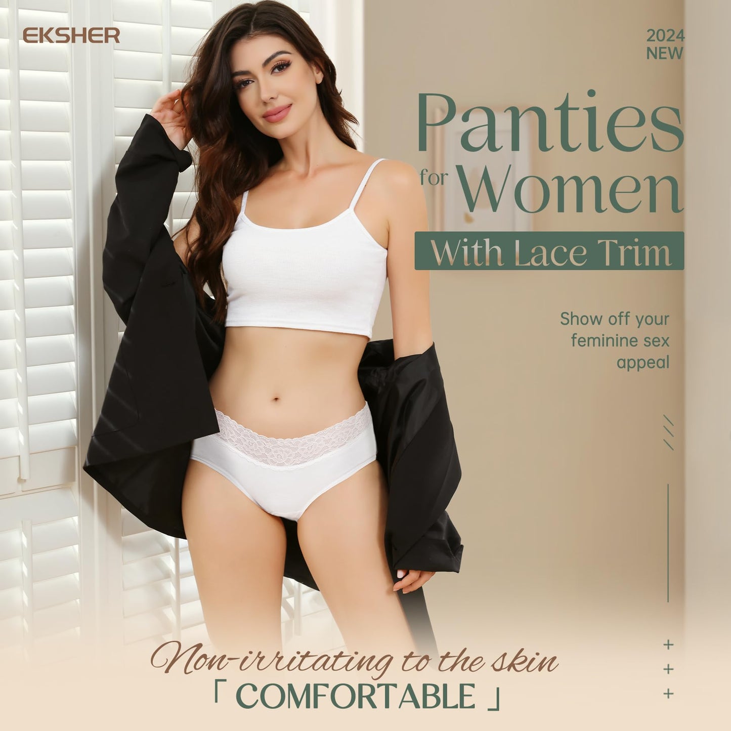 Women's Lace Hipster Cotton Soft Comfortable Underwear – Multipack of 6