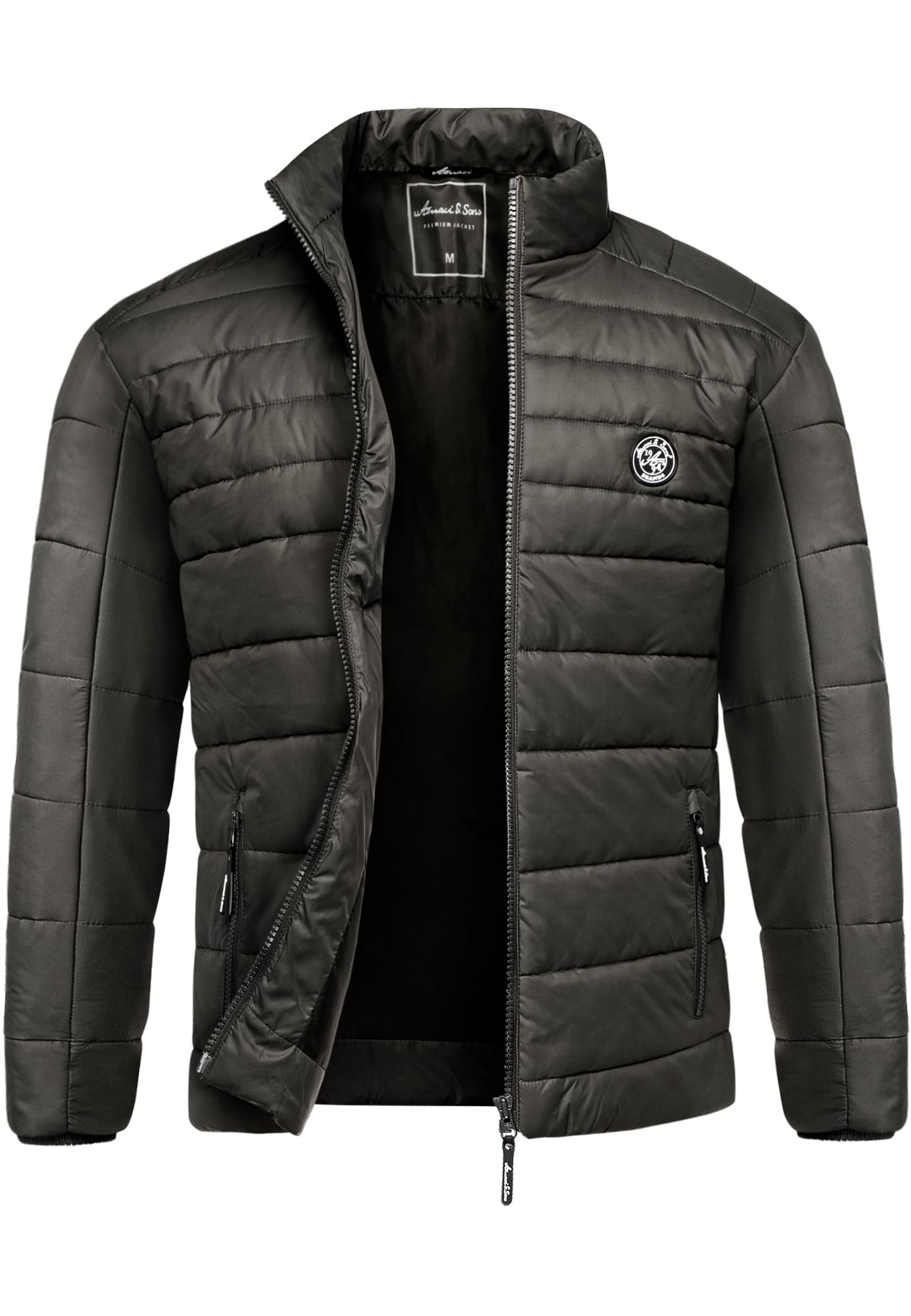 Amaci&Sons Men’s Quilted Jacket – Outdoor Basic Patch Coat for Stylish Warmth