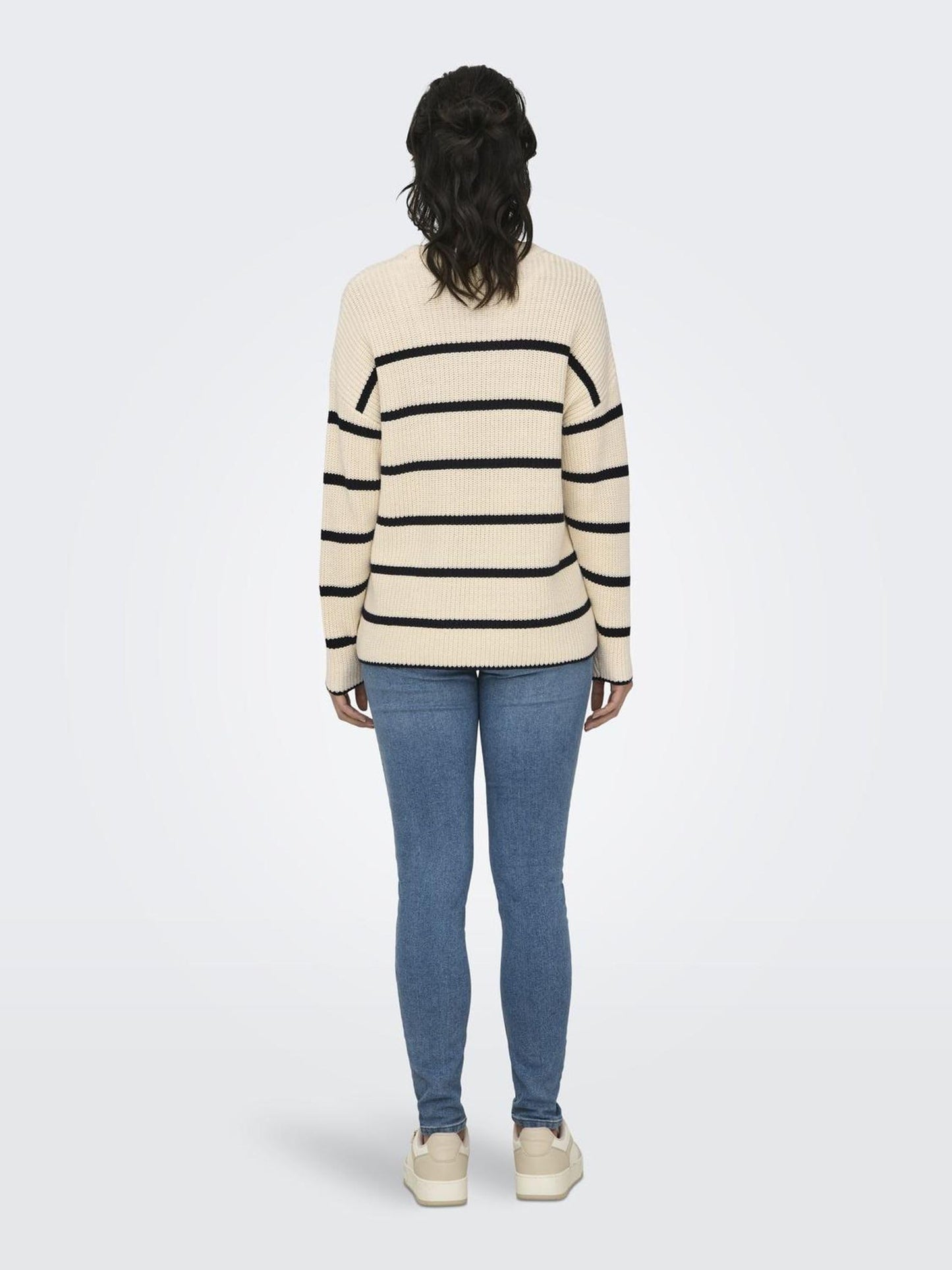 ONLY ONLPERNILLE Women’s Stripe Knit Sweater – Soft Cotton Blend