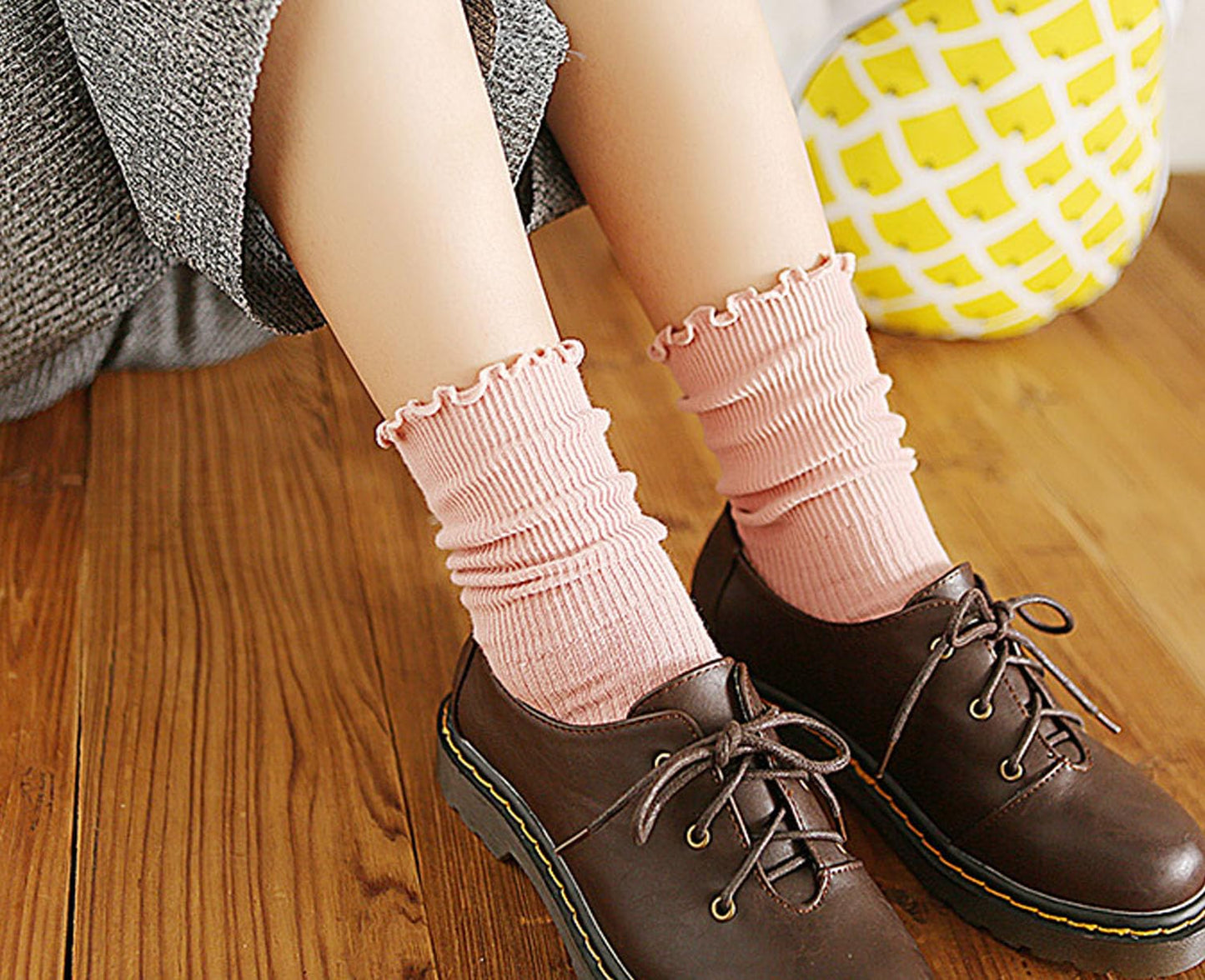 Women's Ruffle Socks – 6 Pairs Casual Cute Cotton Knit Socks