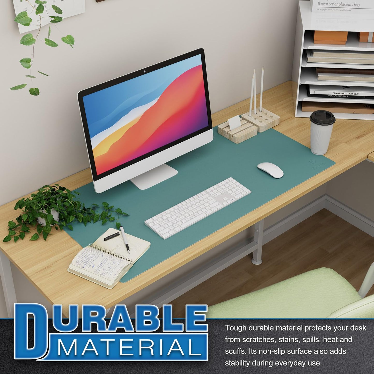 K KNODEL Tischunterlage, Schreibtischunterlage, 80 x 40cm PVC Tischunterlage, Laptop Tischunterlage, wasserdichte Schreibunterlage für Büro- oder Heimbereich, doppelseitig (Schwarz/Schwarz)