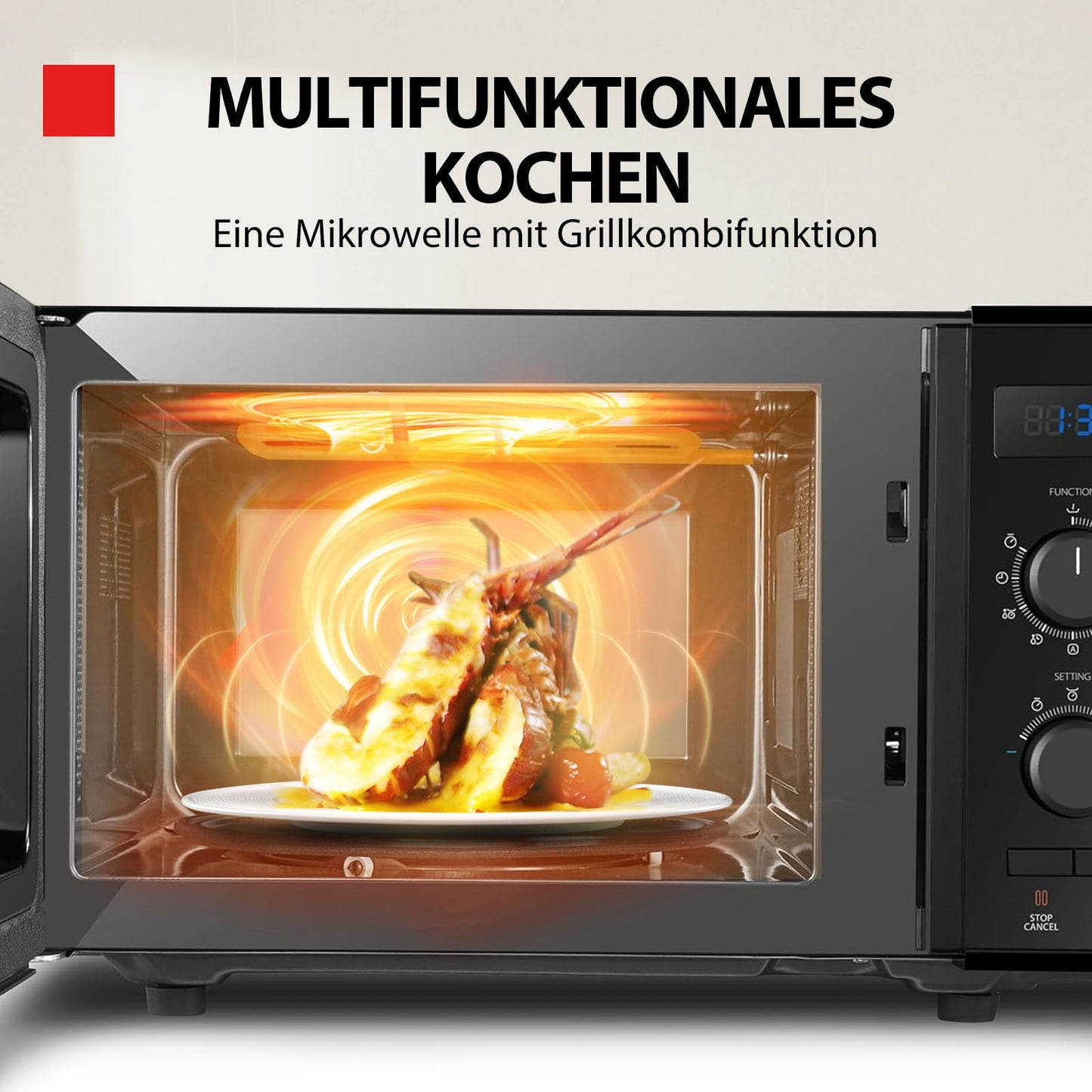 Toshiba MV-AM20T(BK) Mikrowelle/Solo-Mikrowelle/ 20 L/ 800 W/ 5 Leistungsstufen/ 12 Automatikprogramme/Emaille Innenraum/einfach zu reinigen/Auftaufunktion/Glasdrehteller (24,5 cm) /Schwarz