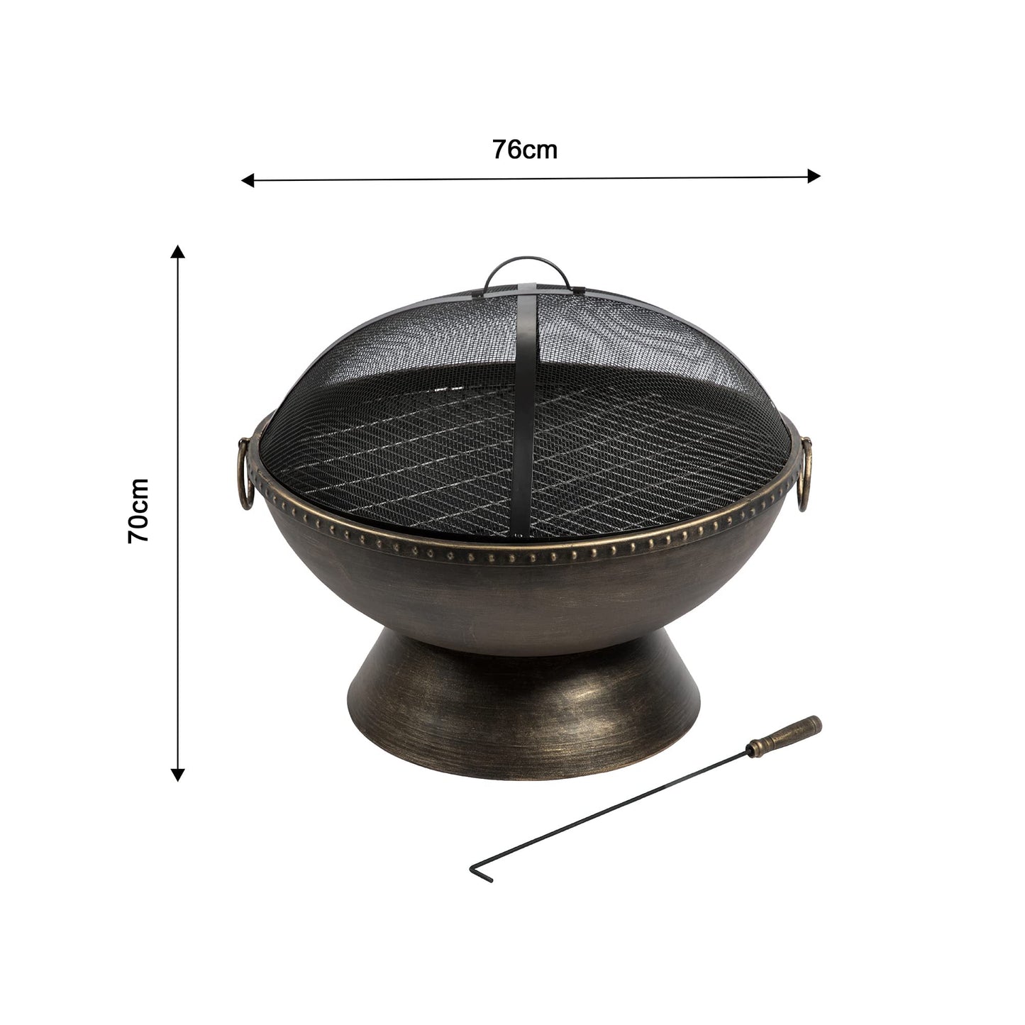 Peaktop - Feuerstelle für Brennholz für den Außenbereich, 68 cm, rund, komplexes Design