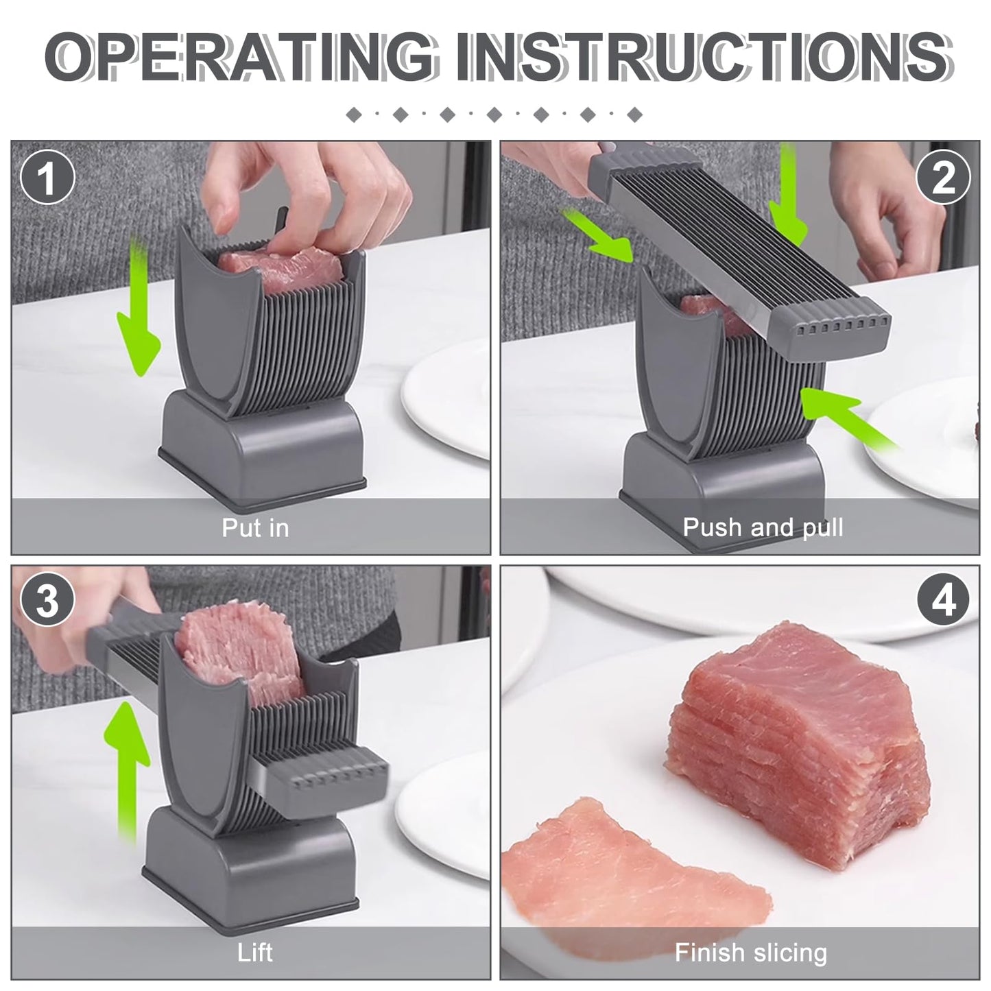Meat Slicer, Stainless Steel All-purpose Slicer, Butcher's Hatchet Adjustable Meat Cutter, 2-4 mm Thick, Manual Meat Cutting Machine for Meat, Cheese, etc. (Pack of 1)