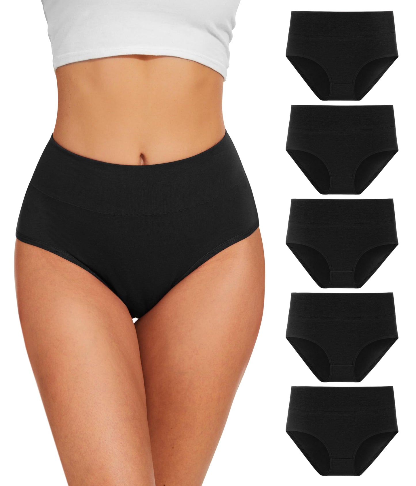 Women’s High Waist Cotton Panties 5-Pack - Sizes S-3XL