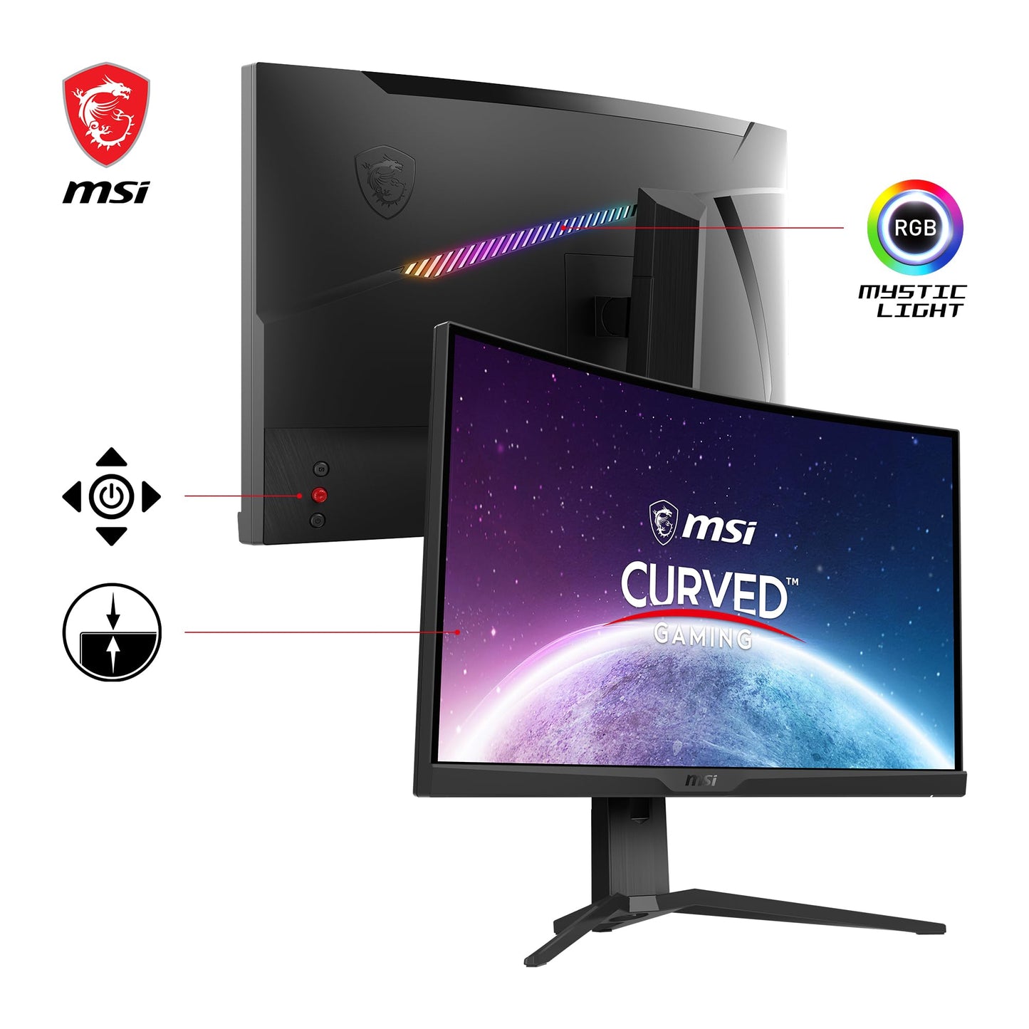 MSI G2422C 23,6 Zoll FHD Curved Gaming Monitor - 1500R 1920 x 1080 VA Panel, 180Hz / 1ms, Adaptive Sync - DP 1.2a, HDMI 2.0b CEC