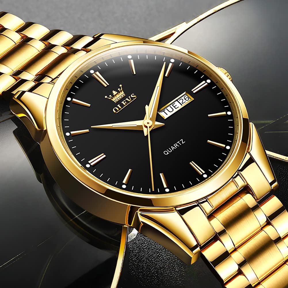 OLEVS Uhren Herren, Analoge Quarz Leucht Armbanduhr, wasserdichte Datum Edelstahl Herrenuhr, Klassische Mode Business Freizeituhren, Elegantes Geschenk für Männer
