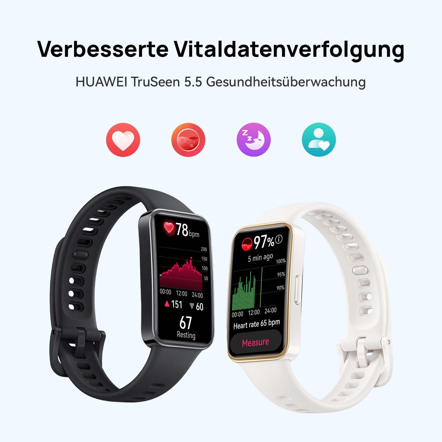 HUAWEI Band 8 Smartwatch, Ultra Flat Design, Sleep Tracking, 2 Week Battery Life, Health and Fitness Tracker, Compatible with Android & iOS, German Version, Midnight Black