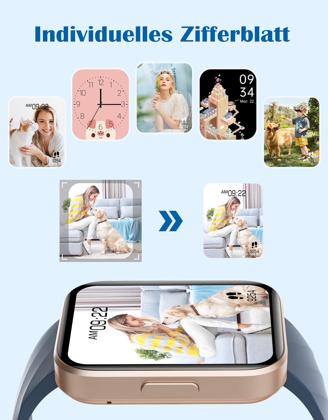 RUIMEN Smartwatch Damen Herren mit Telefonfunktion Fitnessuhr Schrittzähler Uhr mit Pulsmesser SpO2 Messung Schlafüberwachung Nachrichten Multi Trainingsmodi Smart Watch Wasserdicht Für Android iOS
