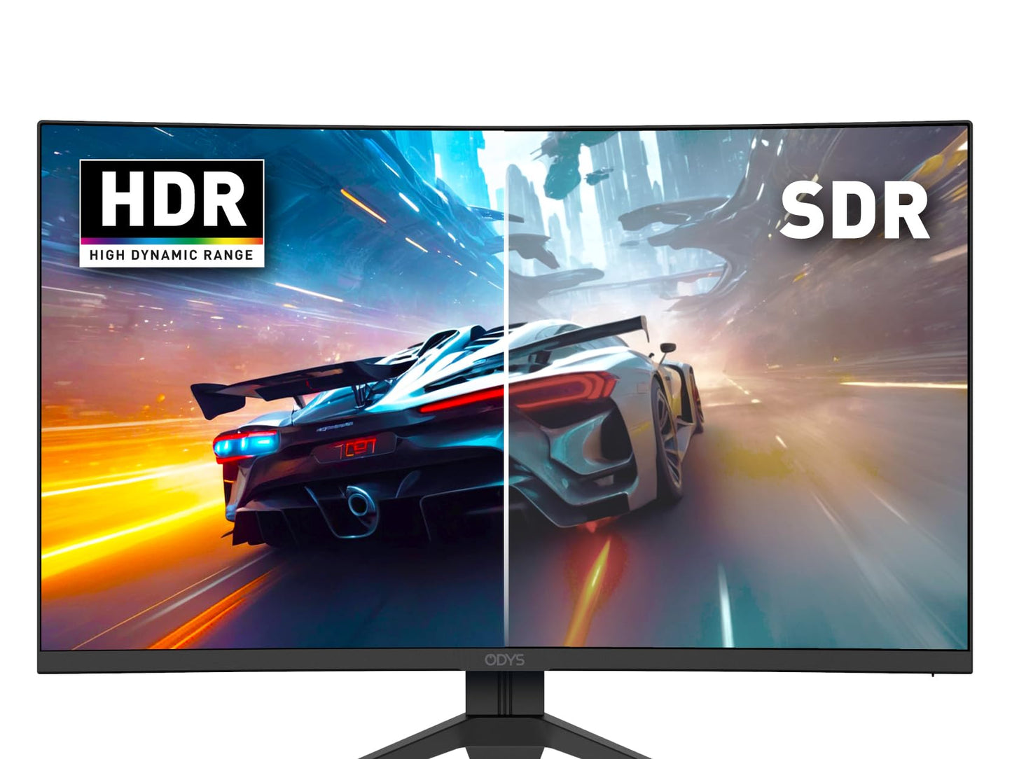 ODYS i27 Monitor - 27-Zoll-Bildschirm im rahmenlosen Design, Full HD, 100 Hz, mit HDR, IPS Panel, FreeSync, HDMI, USB-C, 3,5mm Audio