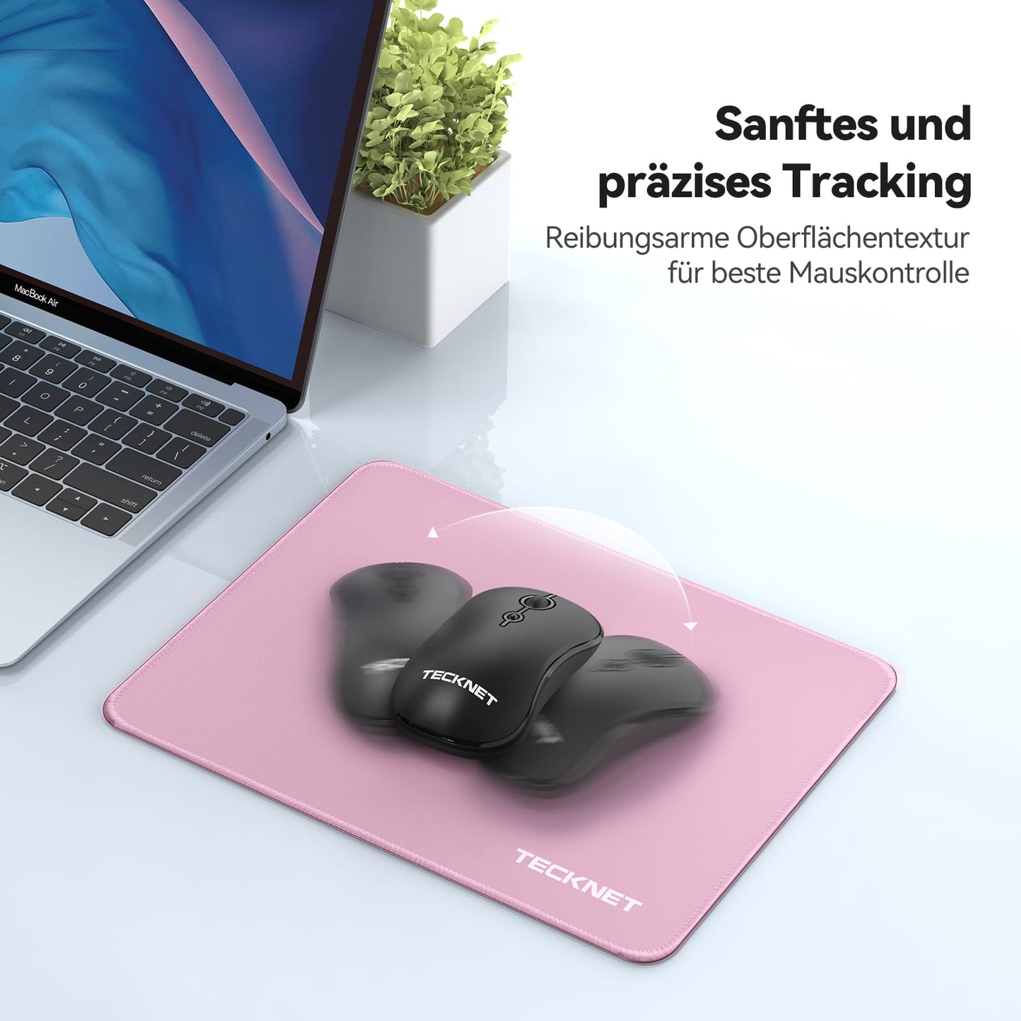 TECKNET Mauspad, 280 x 210 mm Gaming Mousepad mit Wasserdicht und Rutschfester Gummi für PC-Büro, Arbeit, Gaming, Studium, Laptop, Computer, Zuhause-Schwarz