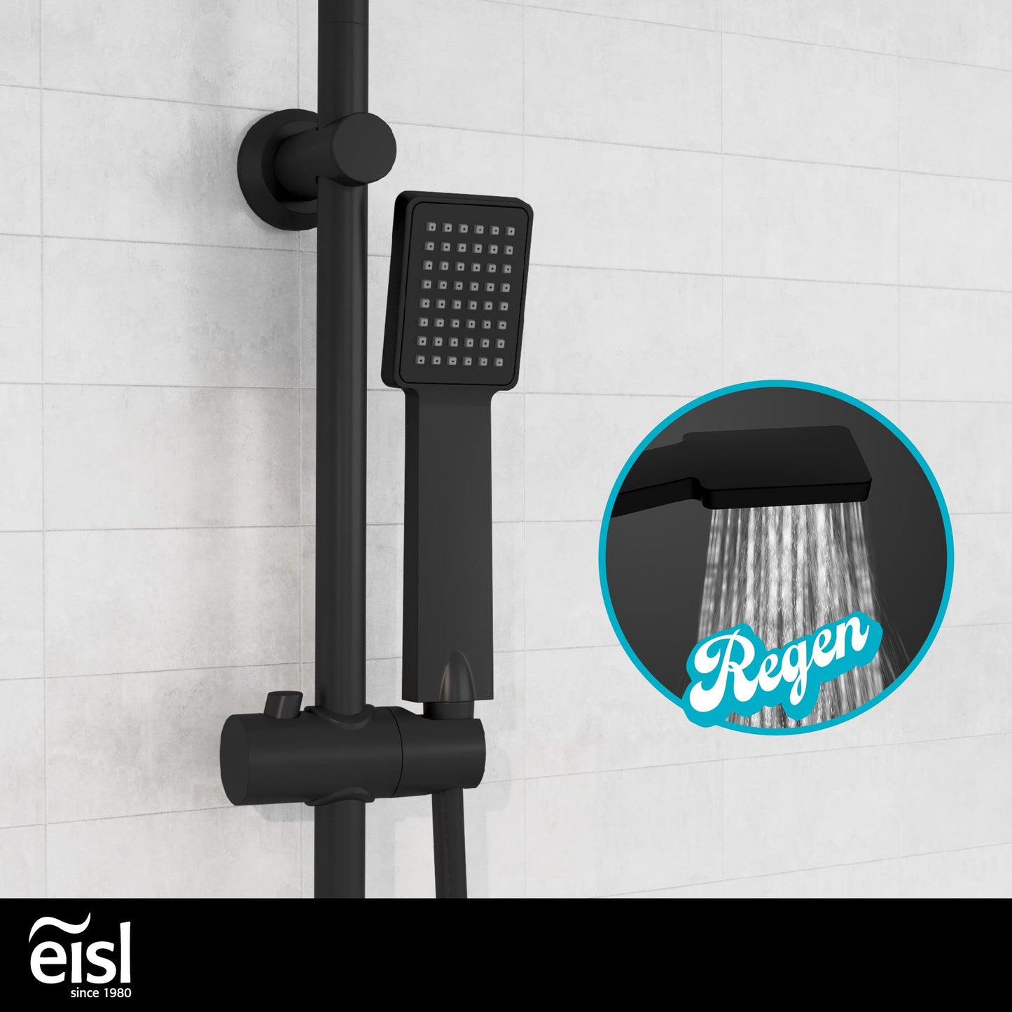 EISL Duschset EASY FRESH, Duschsystem ohne Armatur 2 in 1 mit großer Regendusche (250 x 200 mm) und Handbrause, Regendusche ohne Armatur ideal zum Nachrüsten, komplettes Montageset, Chrom DX12006