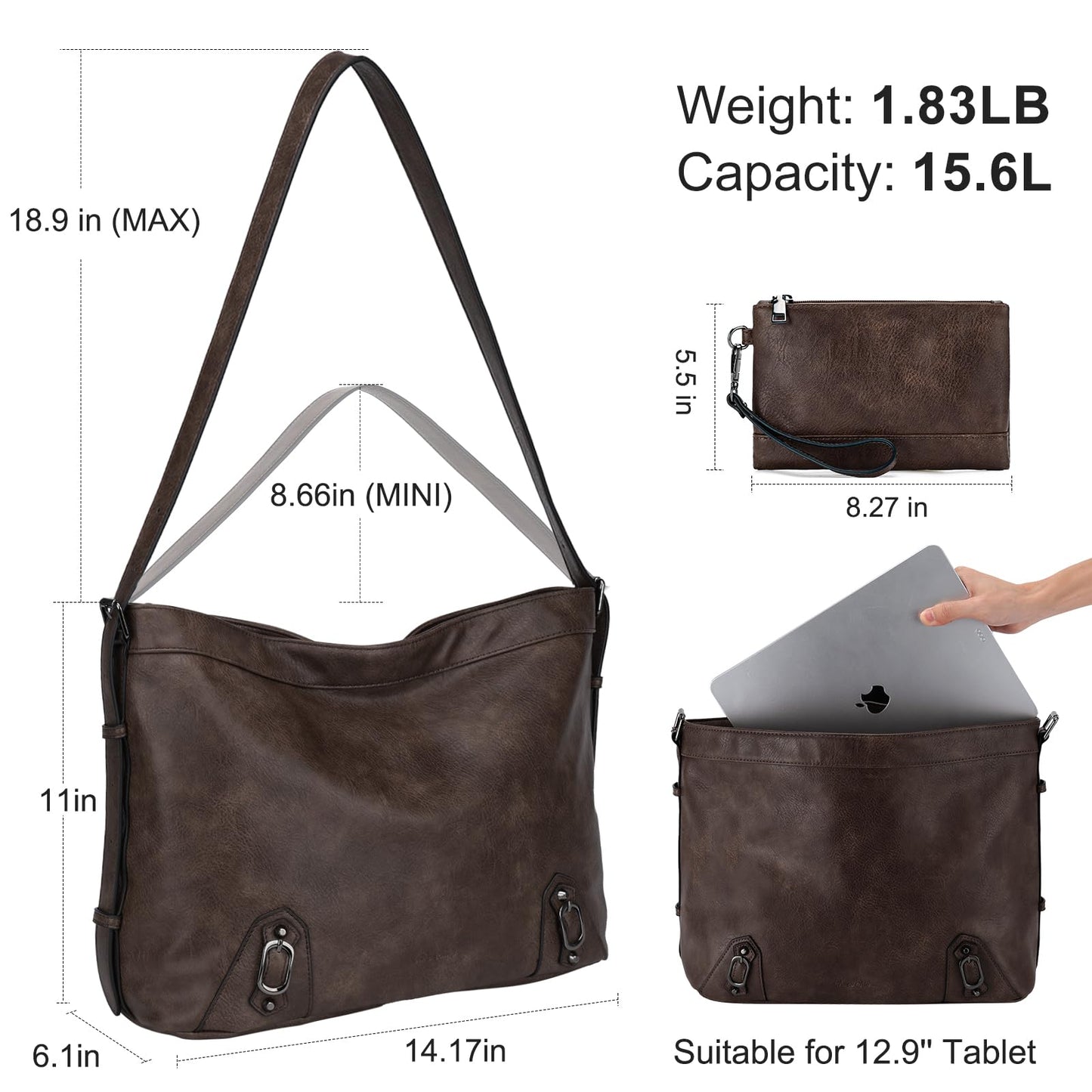 Chase Chic Women's Handbag – Leather Crossbody & Shopper Hobo Bag Set