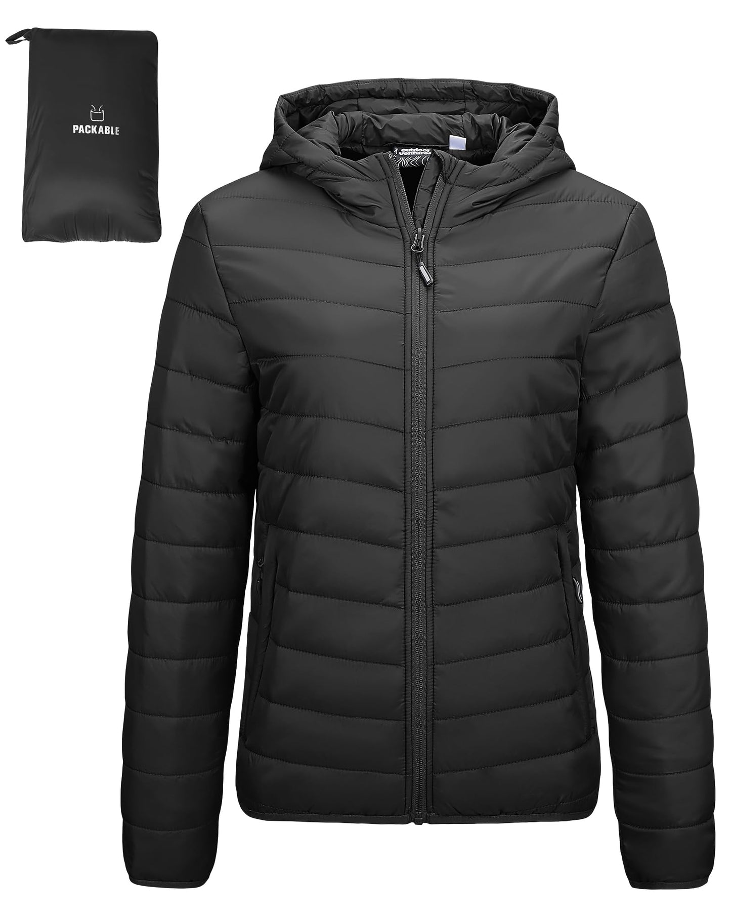 Outdoor Ventures Women’s Lightweight Hooded Puffer Jacket
