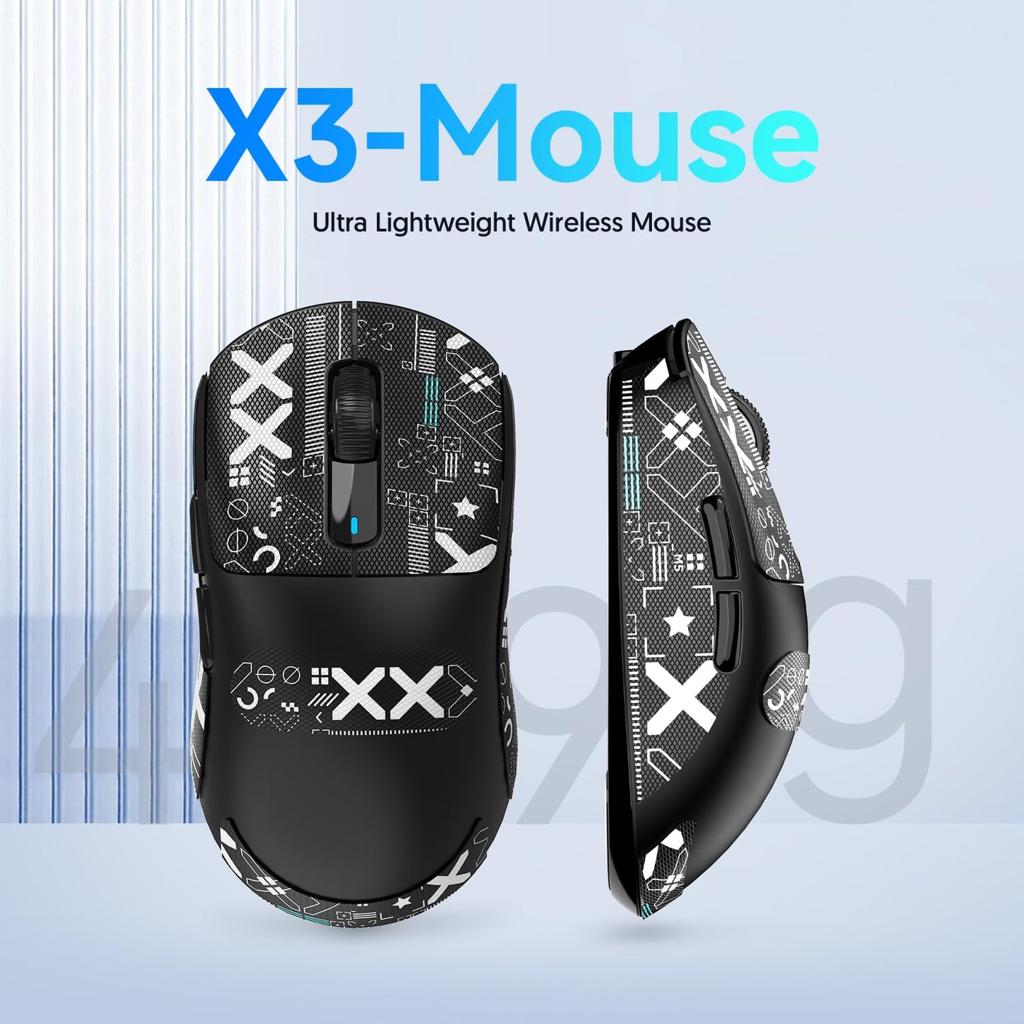 ATTACK SHARK X3 49g Ultralight Mouse, PixArt PAW3395 Gaming Sensor, BT/2.4G Wireless/Wired Gaming Mouse, 26000 DPI, 200 Hours Battery, Office Mice for Win11/Xbox/PS/Mac (White)