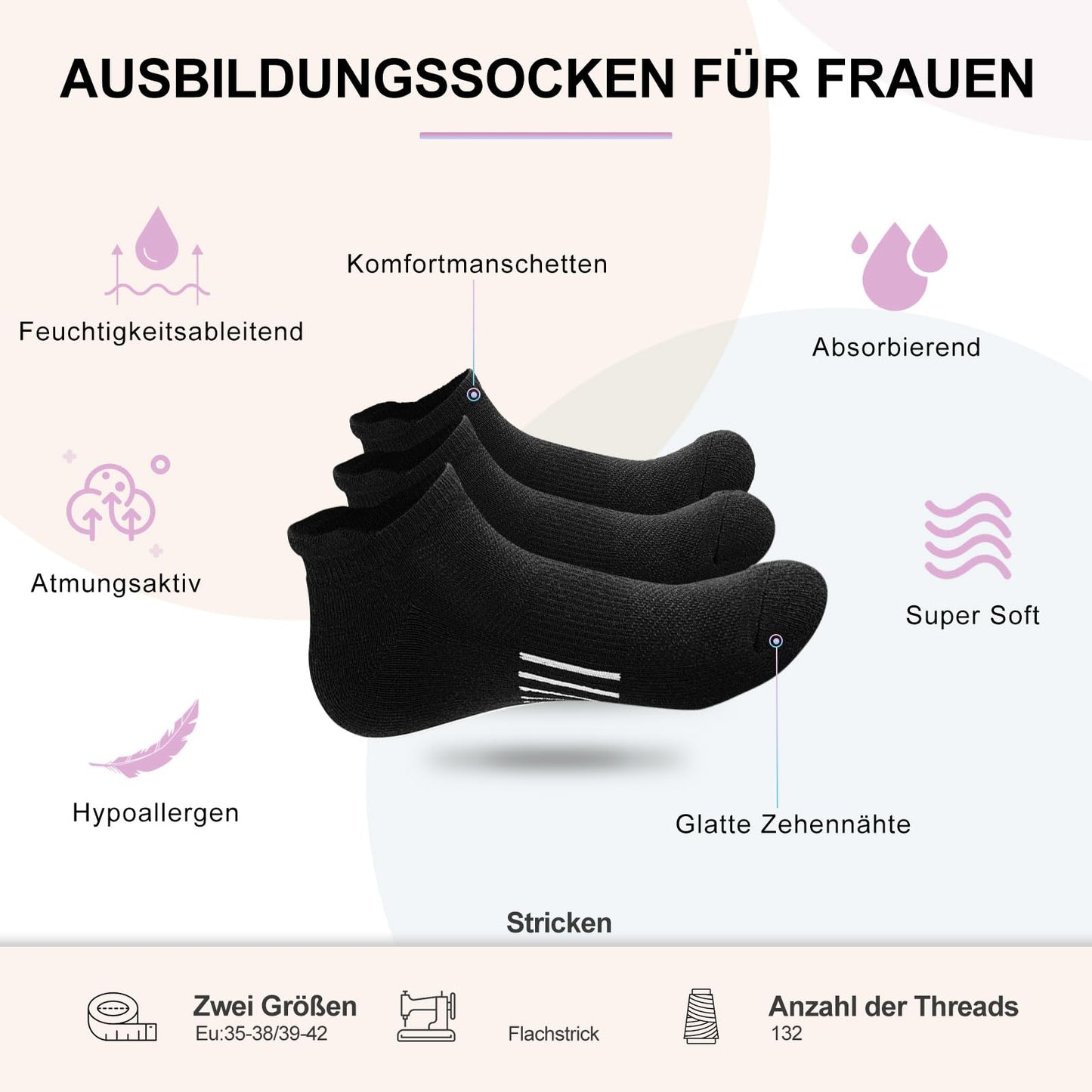 Women's Sneaker Socks – Cotton Low-Cut Sports Socks