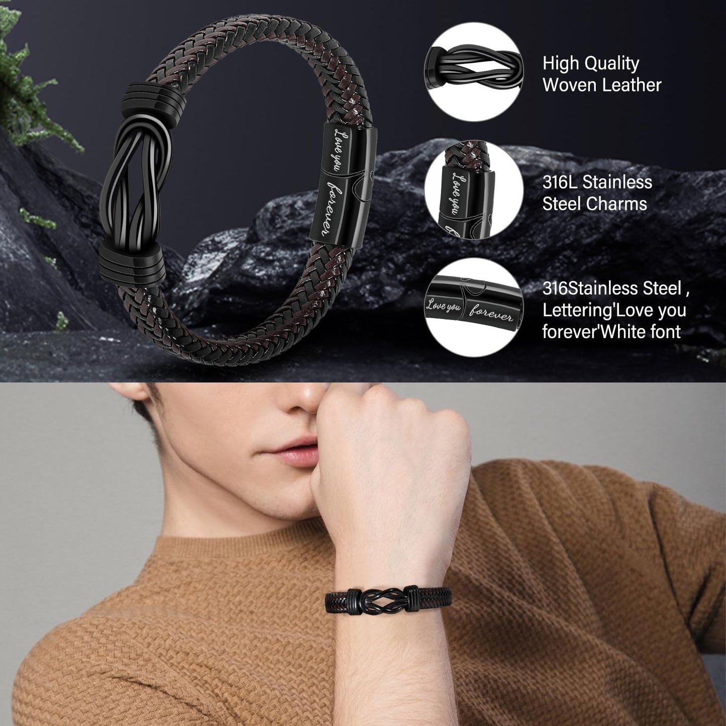 BSTcentelha Herren-Armbanduhr, Kunstleder, Quarz, analog, Gürtel, Schlüsselanhänger, Sonnenbrille, Geschenkset, Dunkelblau zum Valentinstag