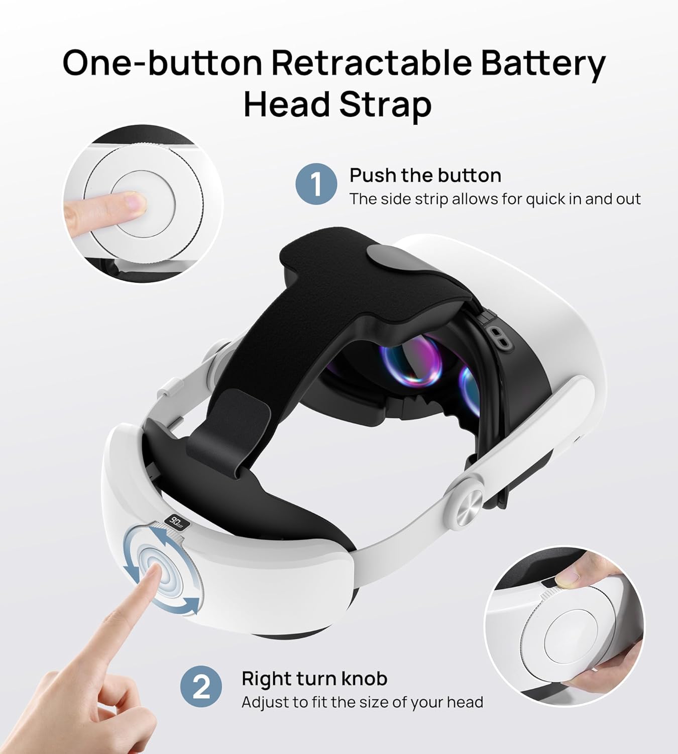 TRANSNOVO Elite Strap Compatible with Meta Quest 3S Accessories, 10000 mAh Battery Pack Head Strap with ONE Button Adjustment Mechanism, Improved Comfort and Extended Playtime of 2-3.5 Hours